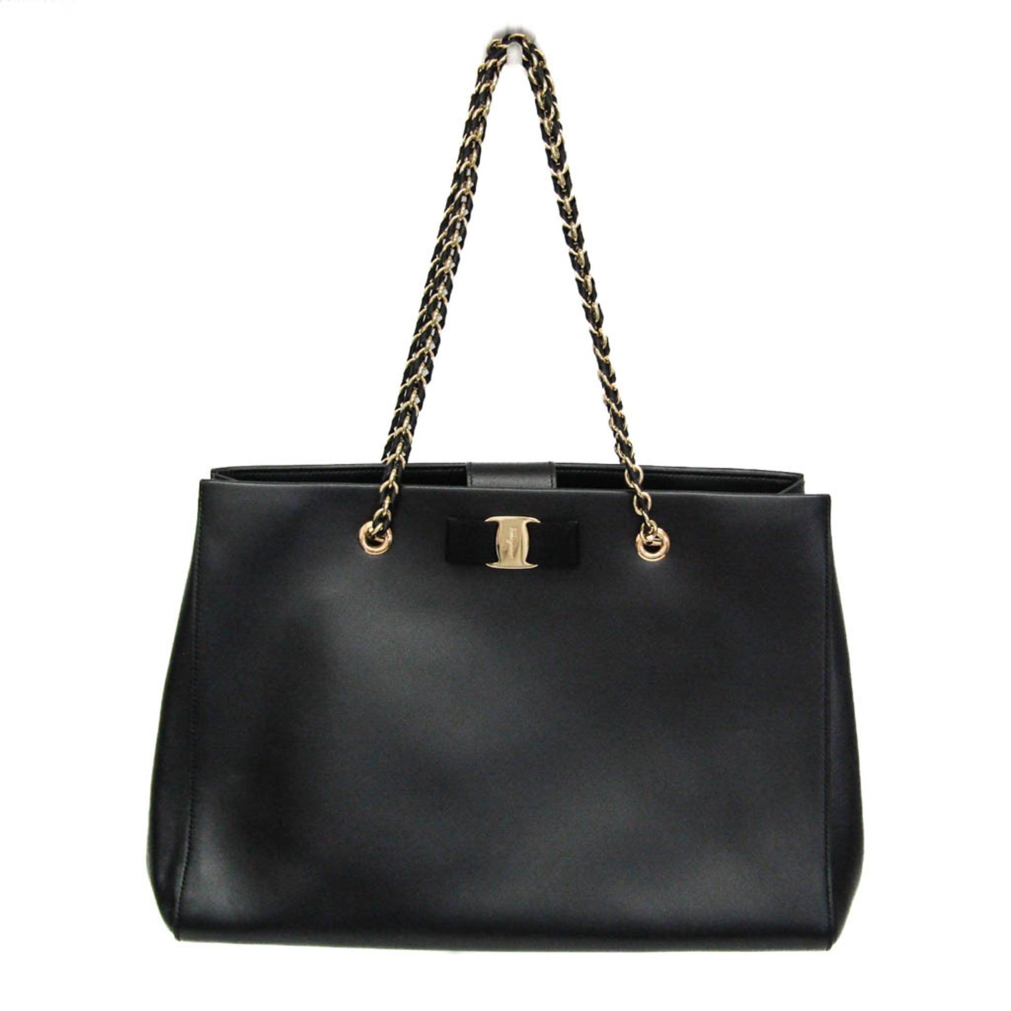 Salvatore Ferragamo Salvatore Ferragamo Vara Chain Shoulder Tote GF-21 F561 Women's Leather Tote Bag Black Size ONE SIZE - 1 Thumbnail