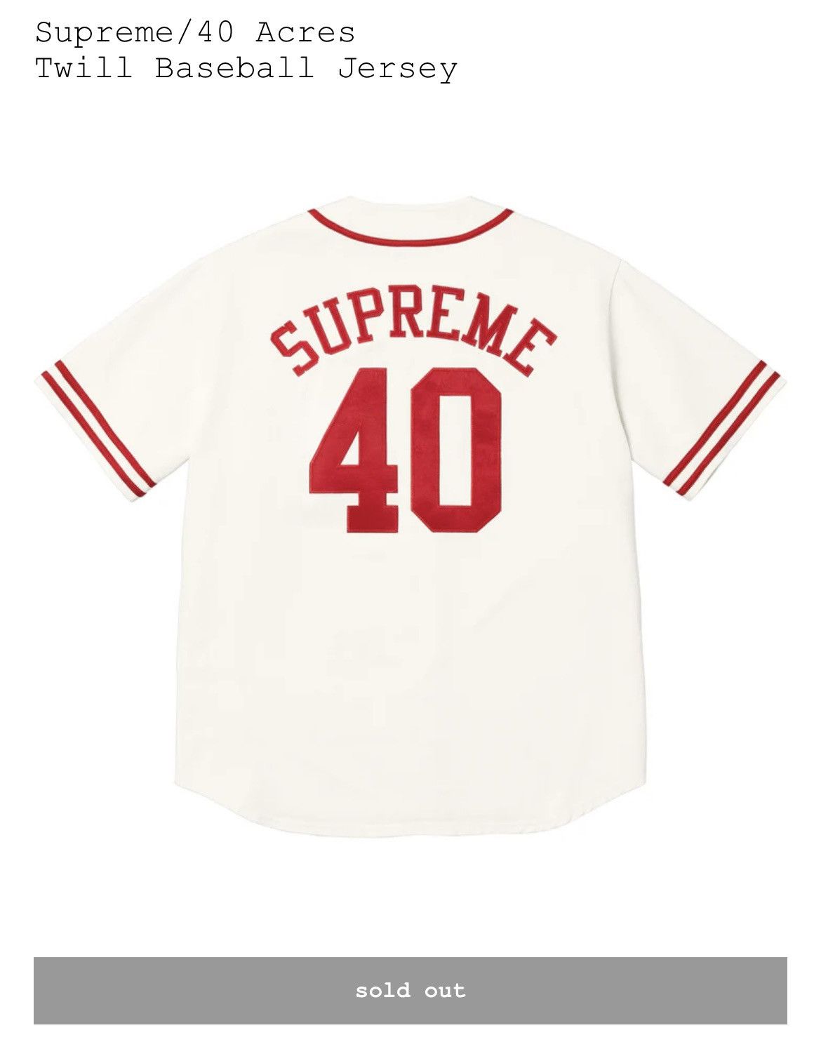 Supreme Size Large Supreme /40 Acres Twill Baseball Jersey Natural Size US L / EU 52-54 / 3 - 2 Thumbnail