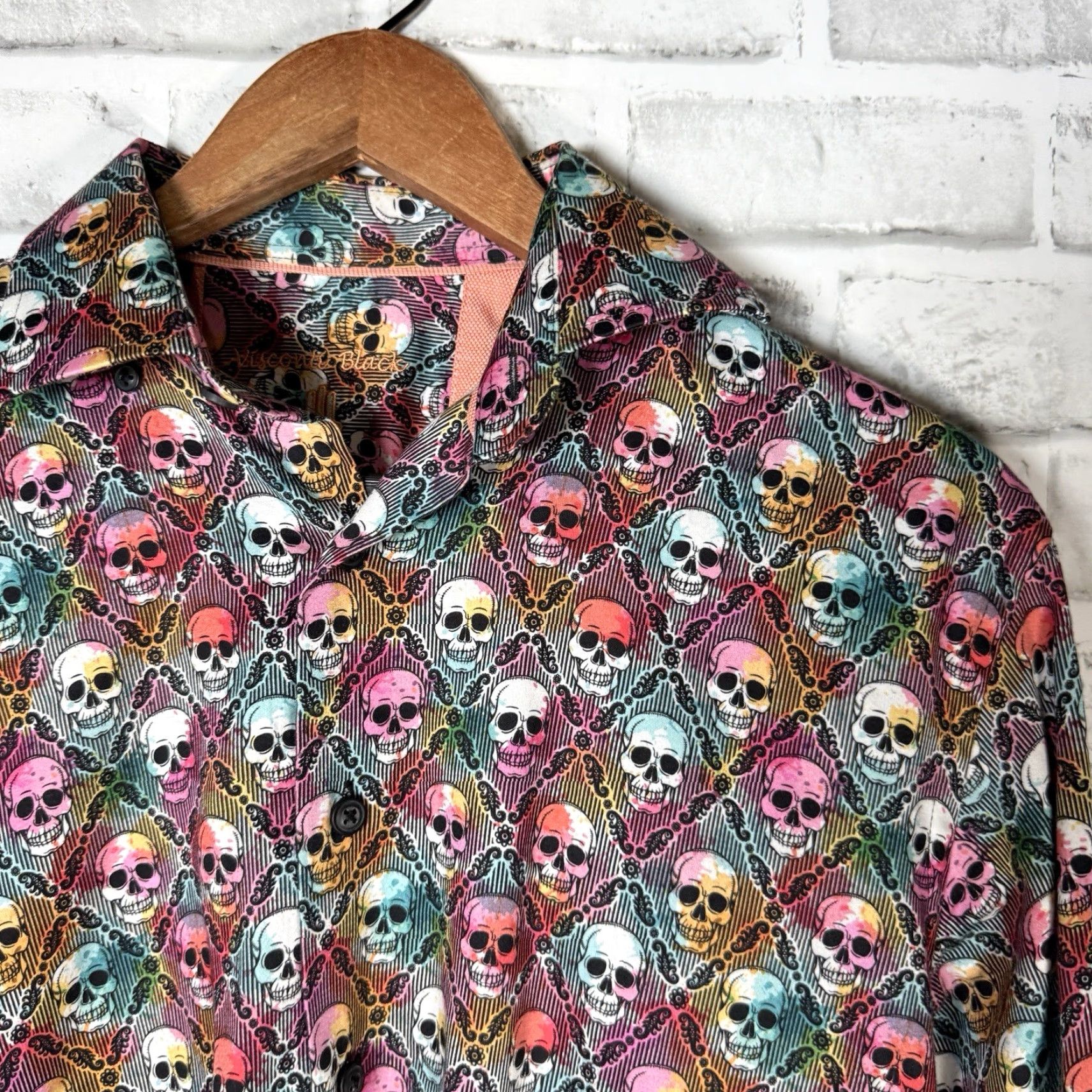 Vintage VINTAGE Visconti Black Skull Button-Up Long Sleeve Shirt Mens Size S Size US S / EU 44-46 / 1 - 2 Thumbnail