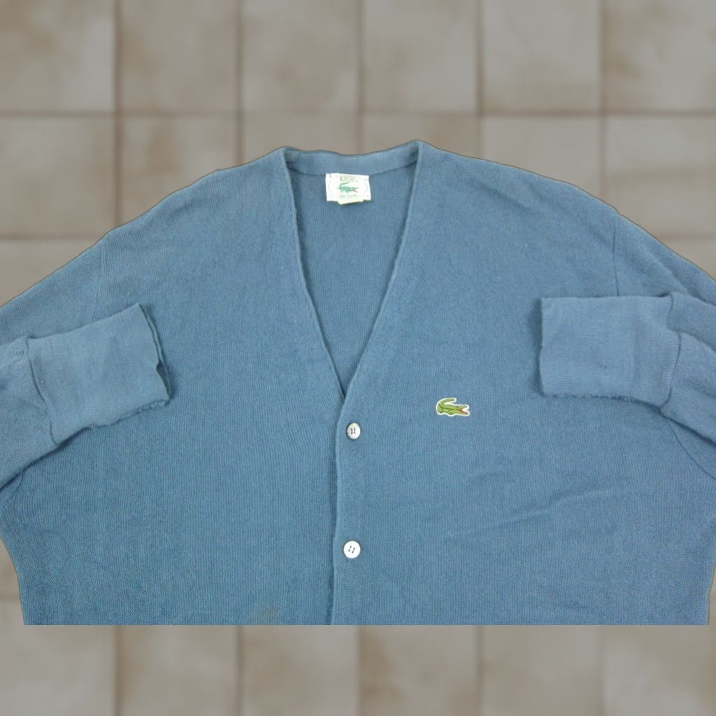 Lacoste VINTAGE Lacoste Cardigan Mens XL Blue Sweater 80s IZOD Made in USA Lacoste Cardigan XL Mens Blue 80s Vintage Cardigan Size US XL / EU 56 / 4 - 1 Thumbnail