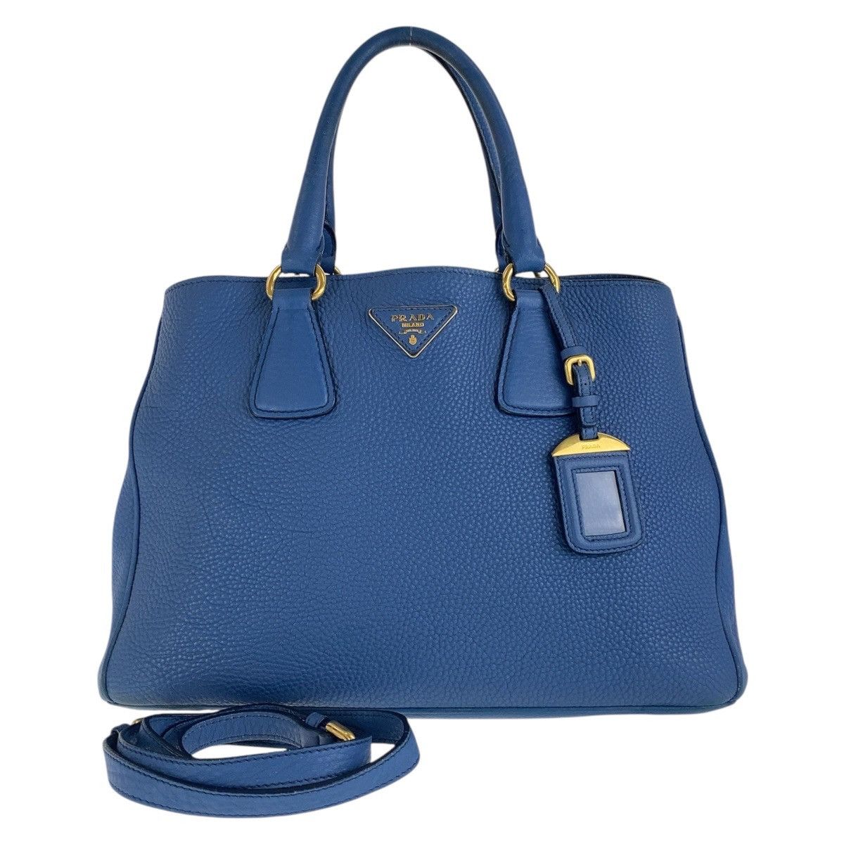 Prada Prada Vitello Daino Leather 2Way Bag Leather Shoulder Bag in Blue, Women's