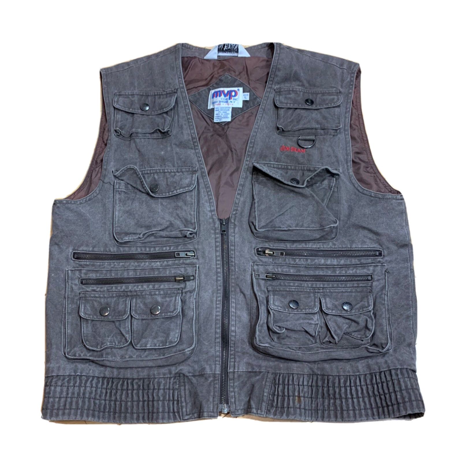 VINTAGE JIM BEAM MVP Mens Brown Cargo Vest Large