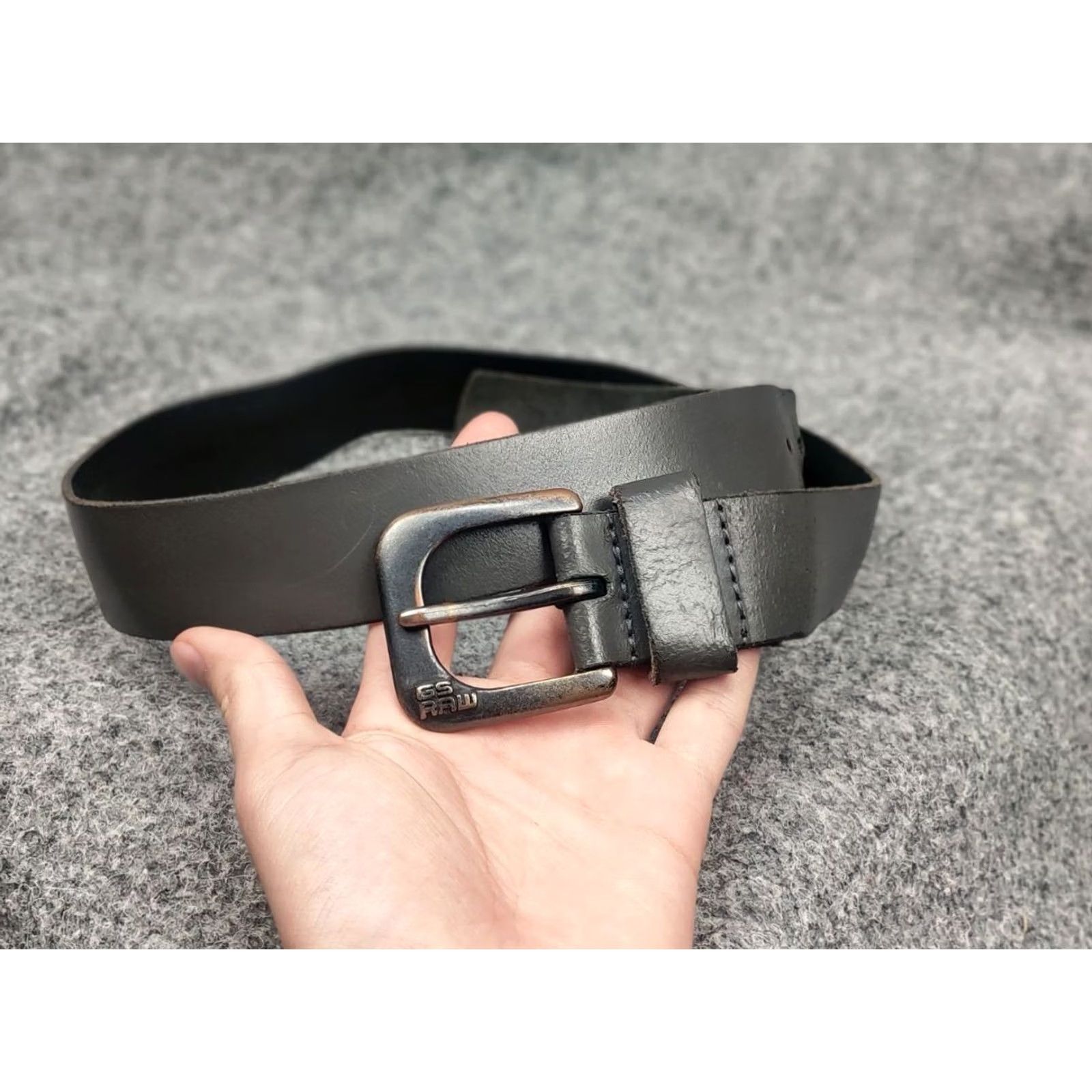 G-Star G Star raw Gray Genuine Leather Mini Logo Vintage Style Belt Y2K Size ONE SIZE - 5 Thumbnail
