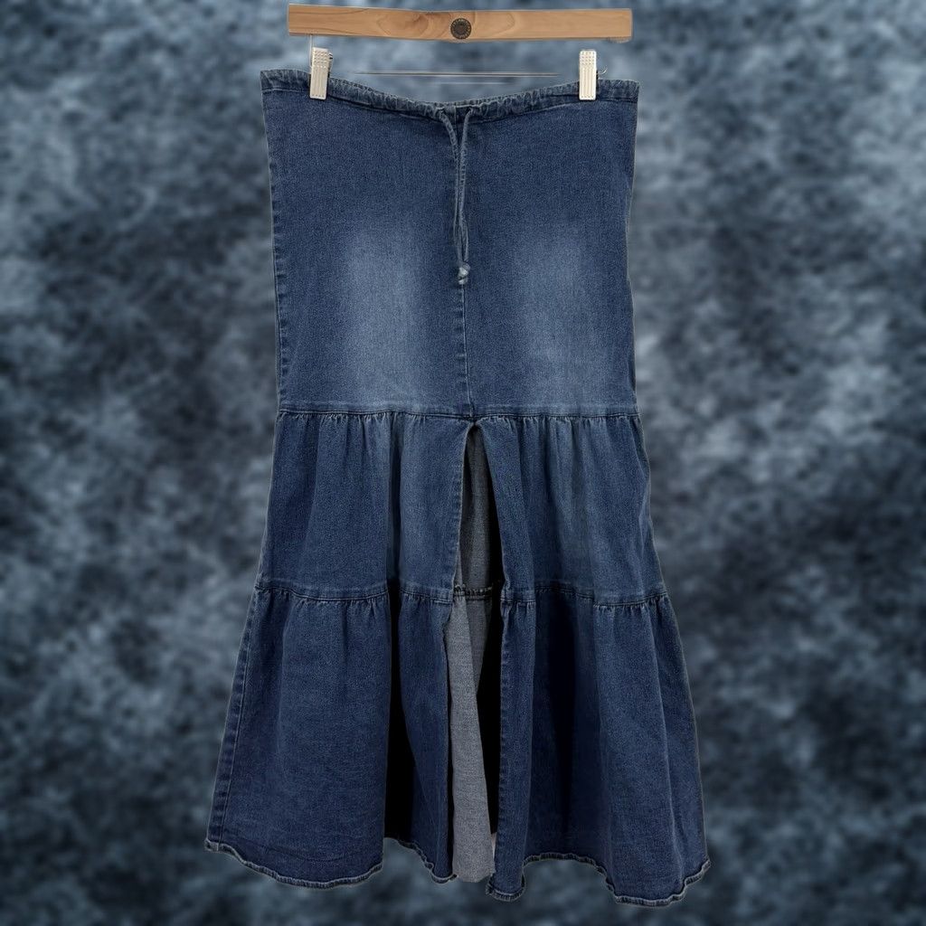 Vintage VINTAGE Y2K Maxi Skirt Women 0 Small Denim Cowgirl Western Festival Tiered Slit Size 28" / US 6 / IT 42 - 1 Thumbnail