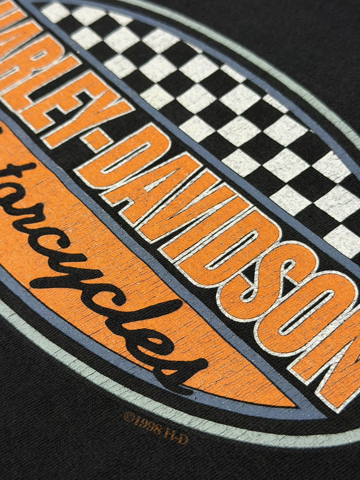 Harley Davidson Vintage 90s Harley-Davidson Checkered Flag 1998 Houston, TX Size US XL / EU 56 / 4 - 6 Thumbnail