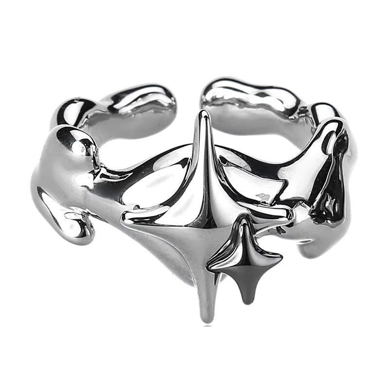Other 2pcs Stars Irregular Punk Ring Rock Gothic Size ONE SIZE - 3 Thumbnail