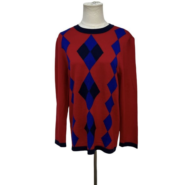 Saint Laurent Paris Saint Laurent Argyle Knit Sweater Size M Size US M / EU 48-50 / 2 - 1 Thumbnail