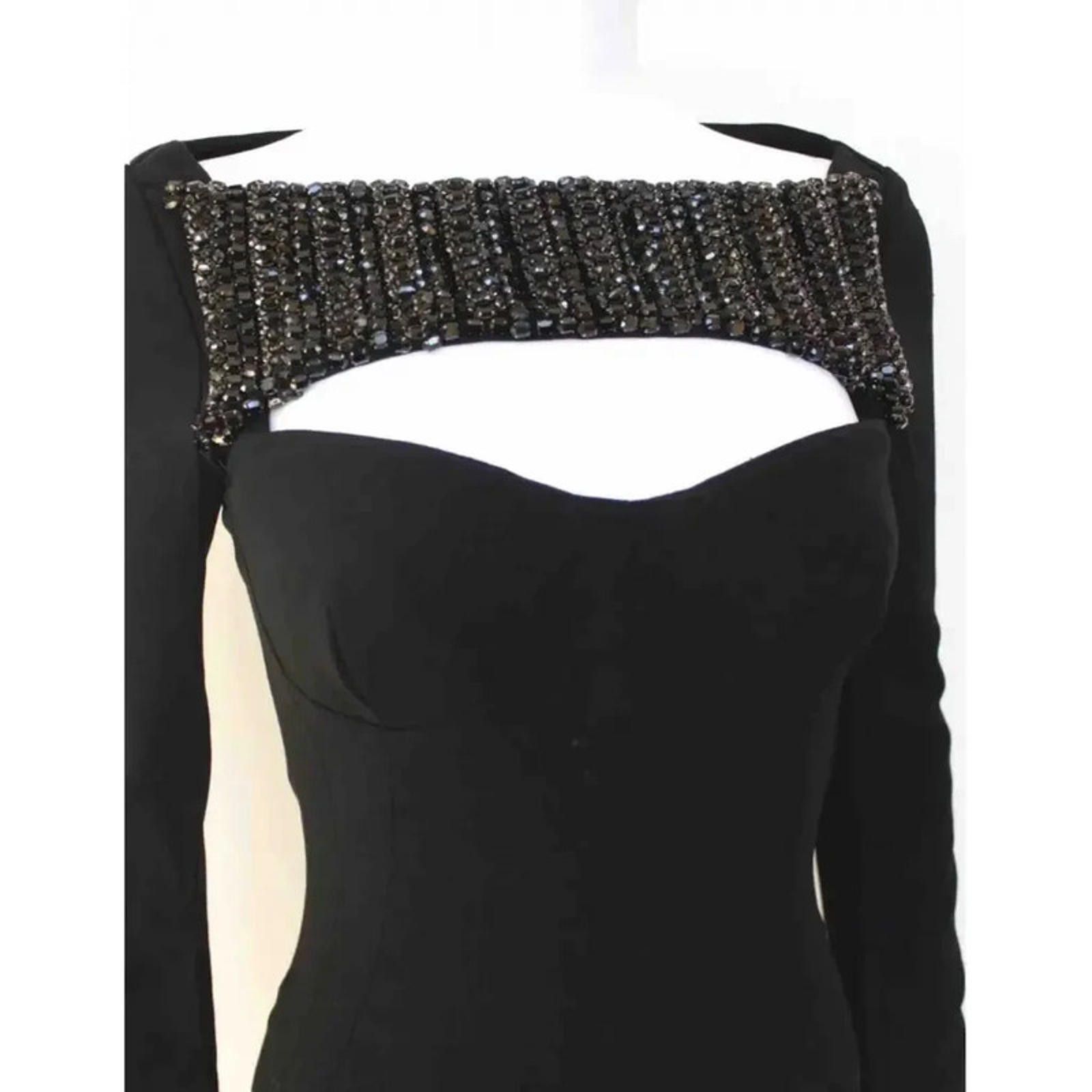 Other Antonio Berardi Black Embellished Panel Pencil Dress 40 uk 8 Size S / US 4 / IT 40 - 1 Thumbnail