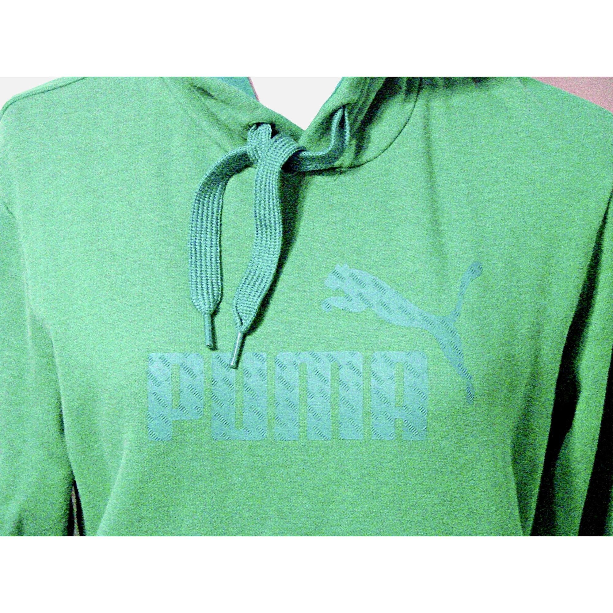 Puma PUMA Essentials Big Logo Hoodie Green Fleece Pullover Sweats Grailed