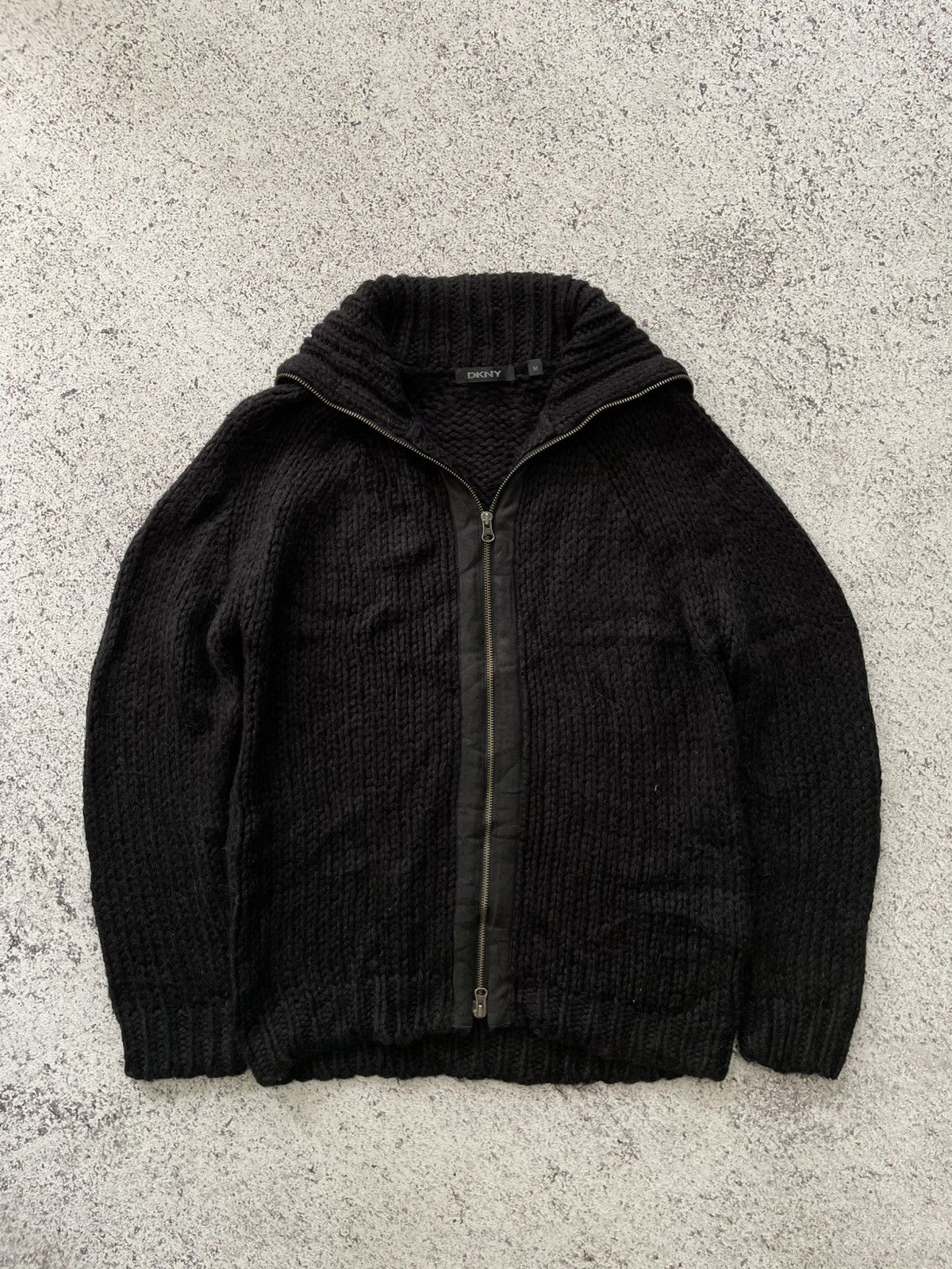 DKNY Vintage Wool Knitted Double zipper Jacket Rick Owens Style Size US M / EU 48-50 / 2 - 2 Thumbnail