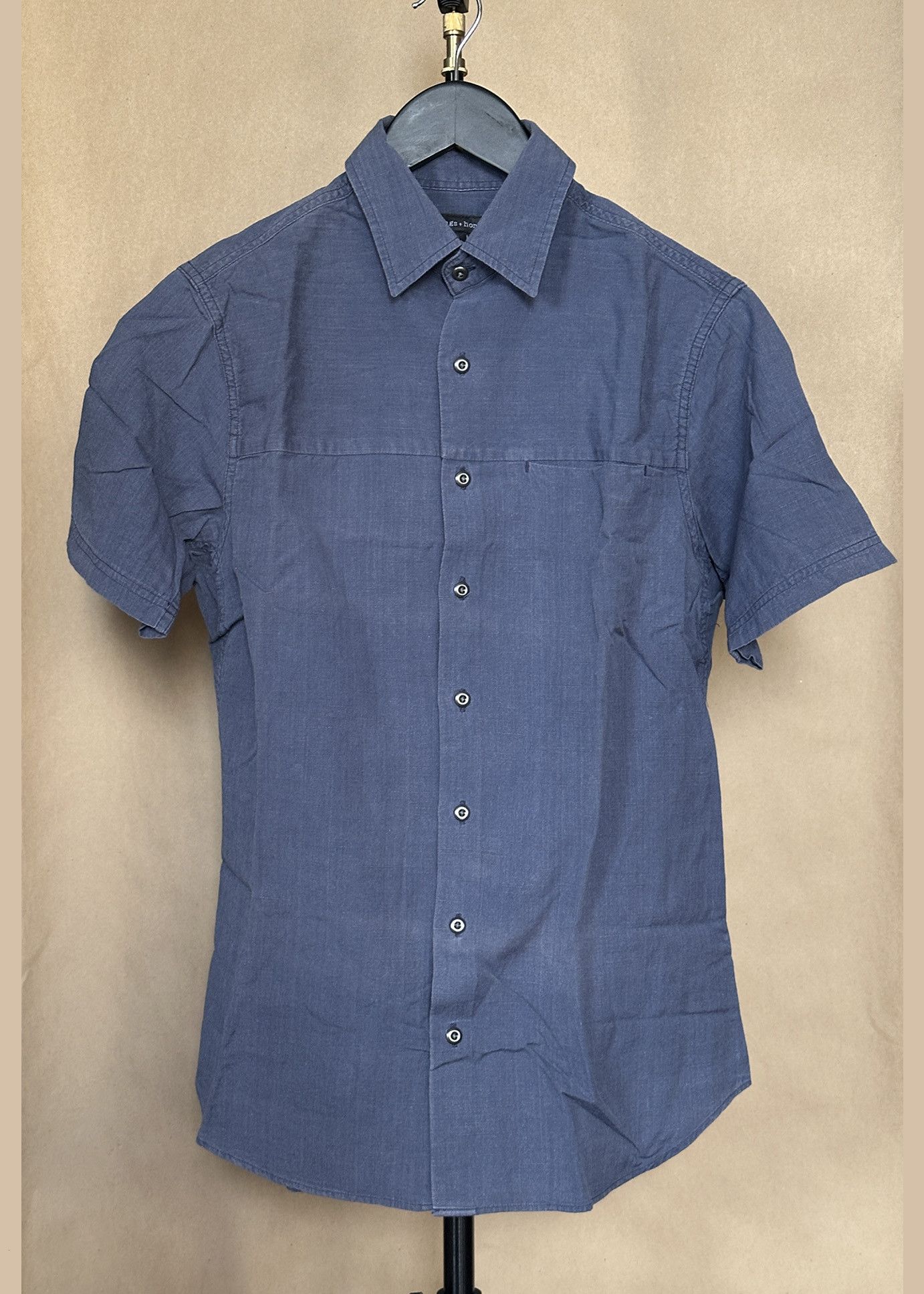 Wings + Horns Wings + Horns Short Sleeved Collared Shirt (Blue) Size US S / EU 44-46 / 1 - 1 Thumbnail