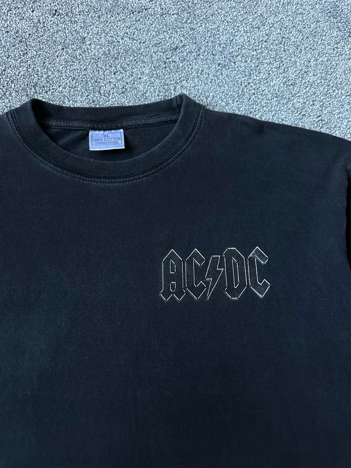 Vintage AC/DC T-Shirt Black Rock Band Tee Large Back Logo Cl