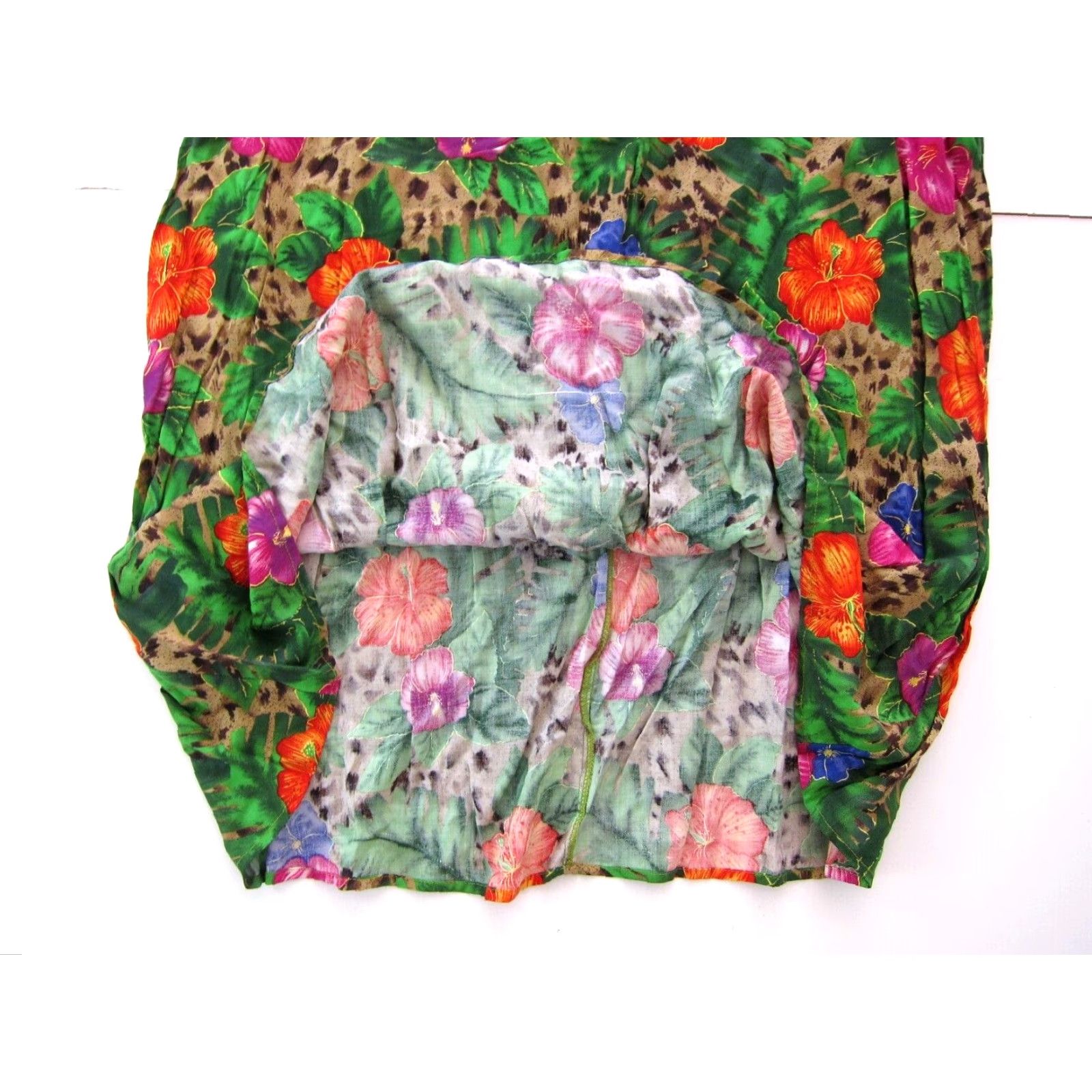 Vintage VTG Notations Clothing Co. Green Floral Rayon Short Sleeve Sun Dress 1X Size 40" / US 18 - 7 Thumbnail