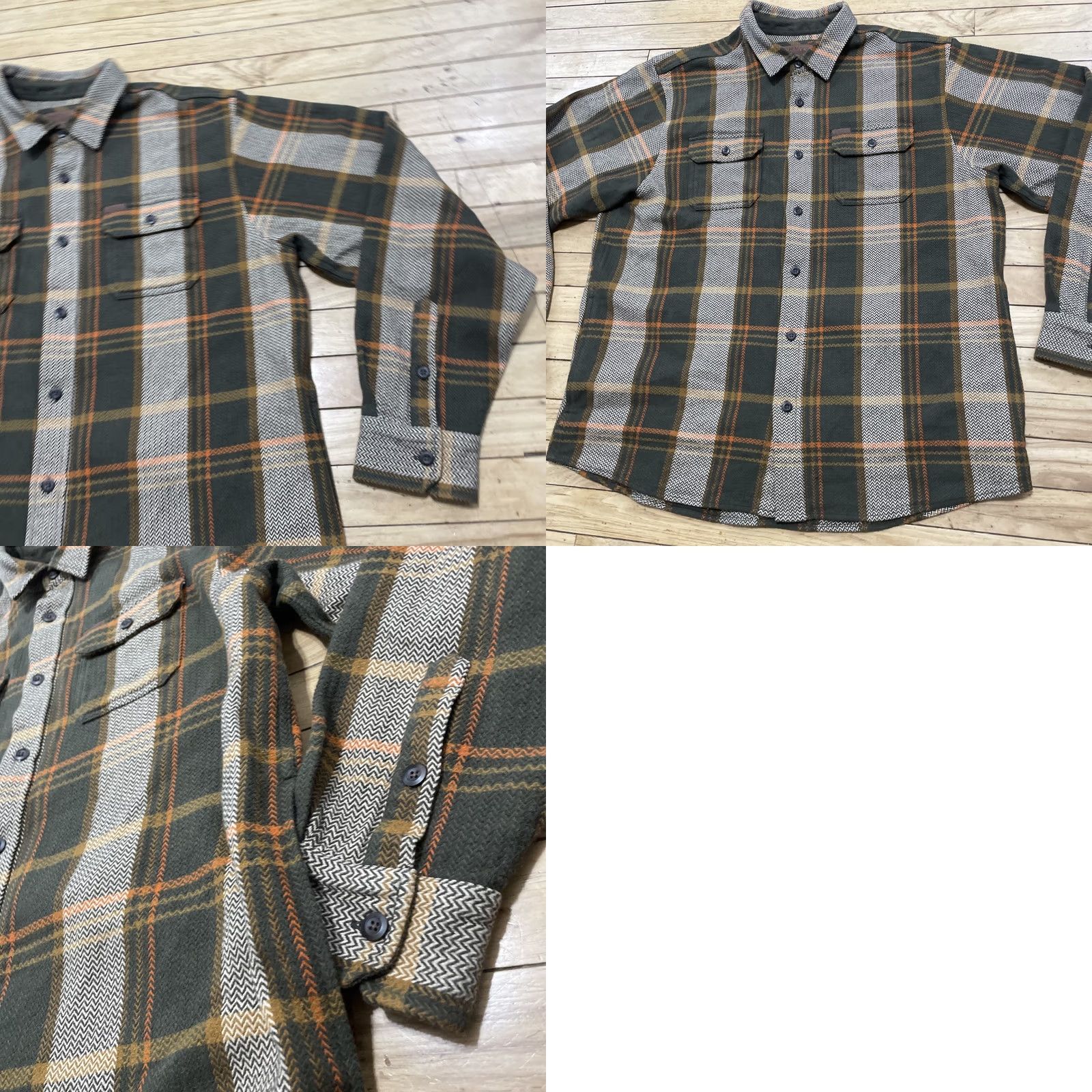 Orvis Orvis Heavyweight Shacket Flannel Shirt Men XL Brown Orange Patchwork 90s grunge Plaid Knit Pocket Shacket Size US L / EU 52-54 / 3 - 11 Thumbnail