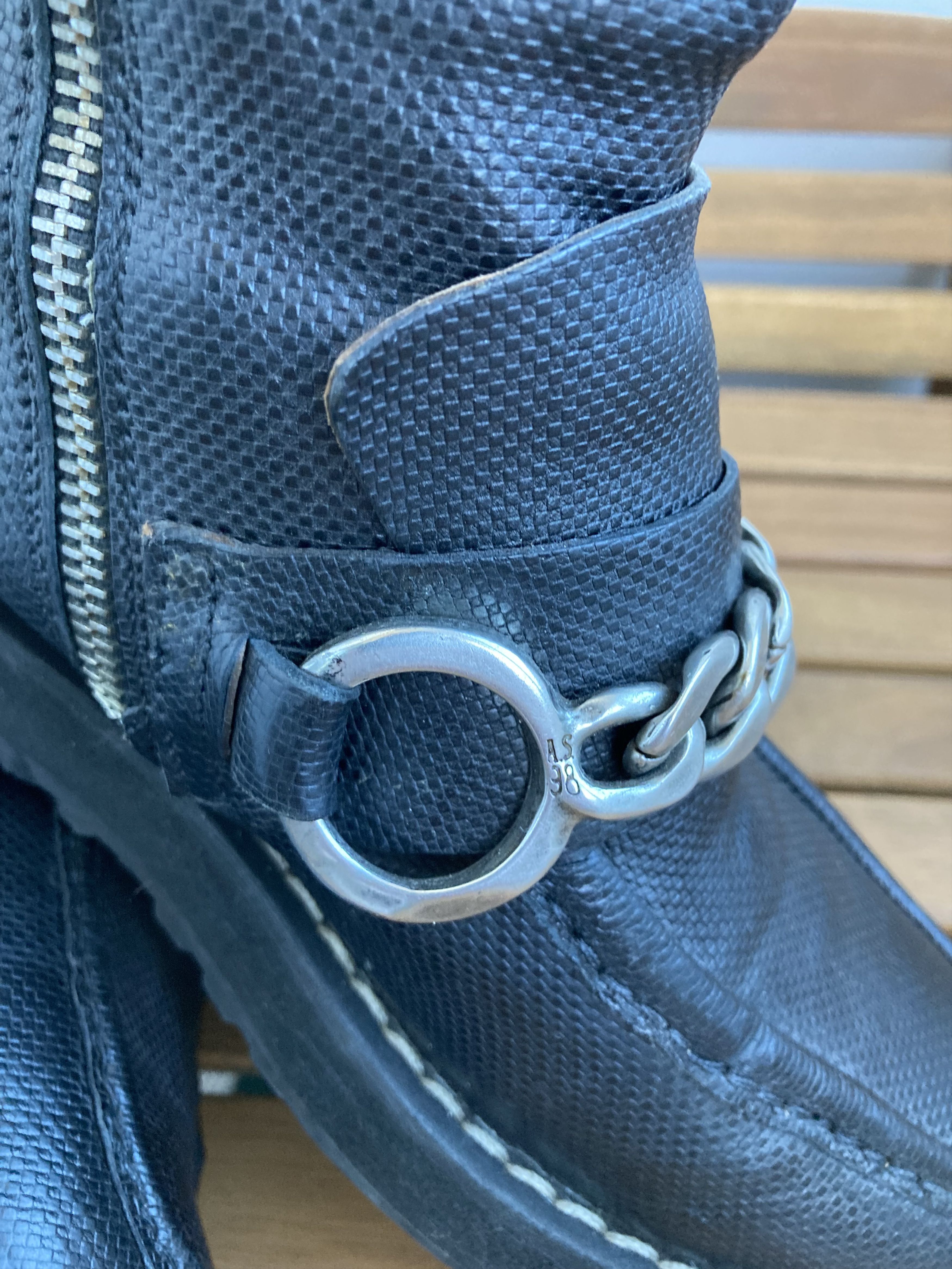 A.S.98 Vintage A.S.98 leather flap black boots with chains Size US 7.5 / IT 37.5 - 5 Thumbnail