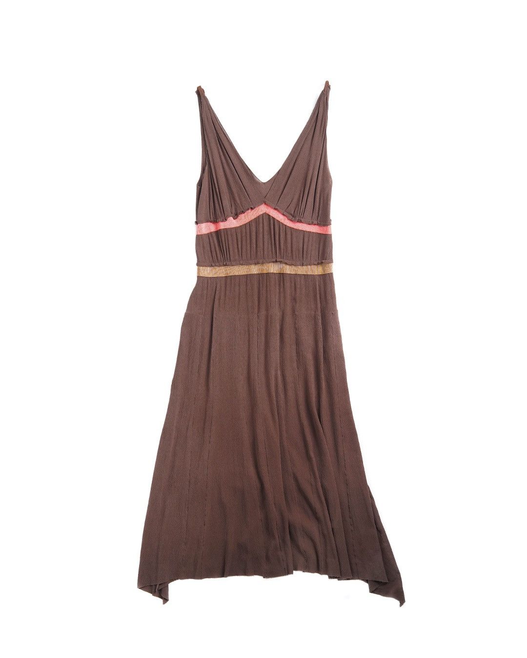 image of Prada F/w2000 V-Neck Silk Dress in Brown, Women's (Size Small)