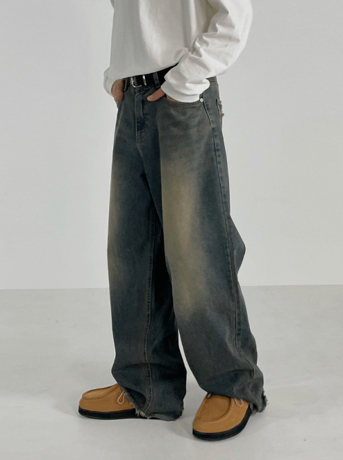 Japanese Brand × Jean Men's loose distressed washed jeans y2k Size US 32 / EU 48 - 2 Thumbnail