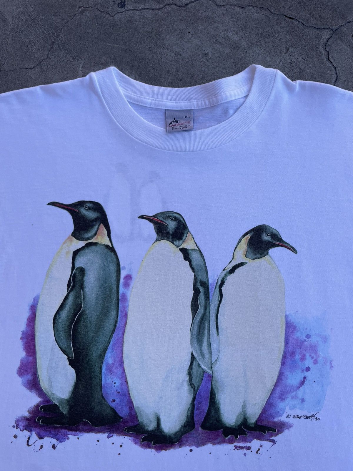Vintage Harlequin: 1990 Single Stitched T-Shirt w/ Five Penguins Size US XL / EU 56 / 4 - 10 Thumbnail