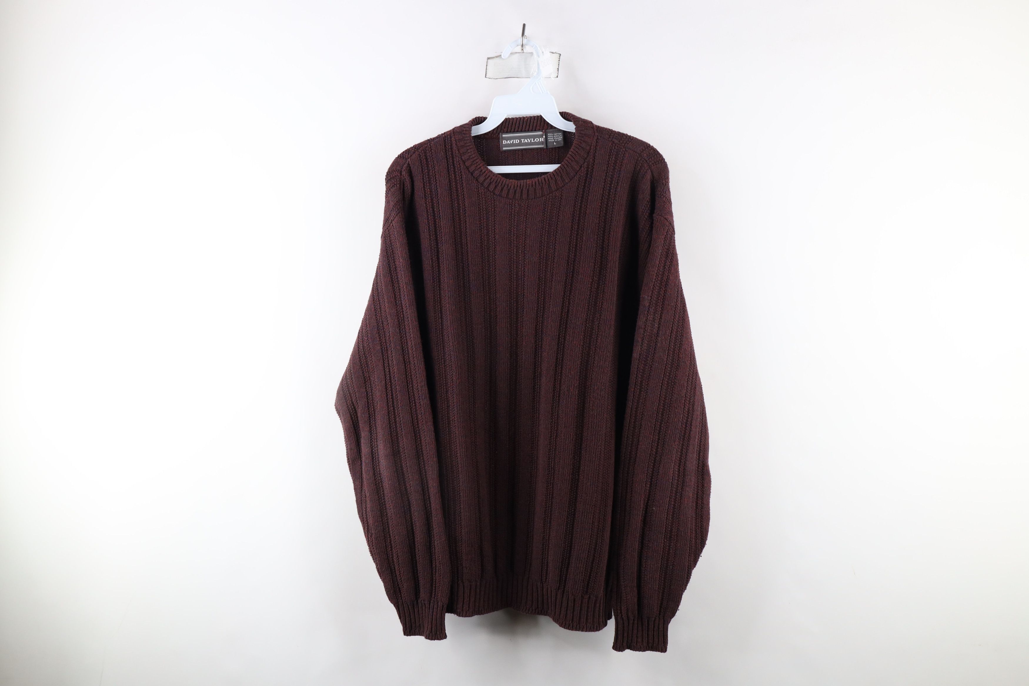 Vintage Vintage 90s Streetwear Framed Ribbed Knit Sweater Red USA Size US L / EU 52-54 / 3 - 1 Thumbnail
