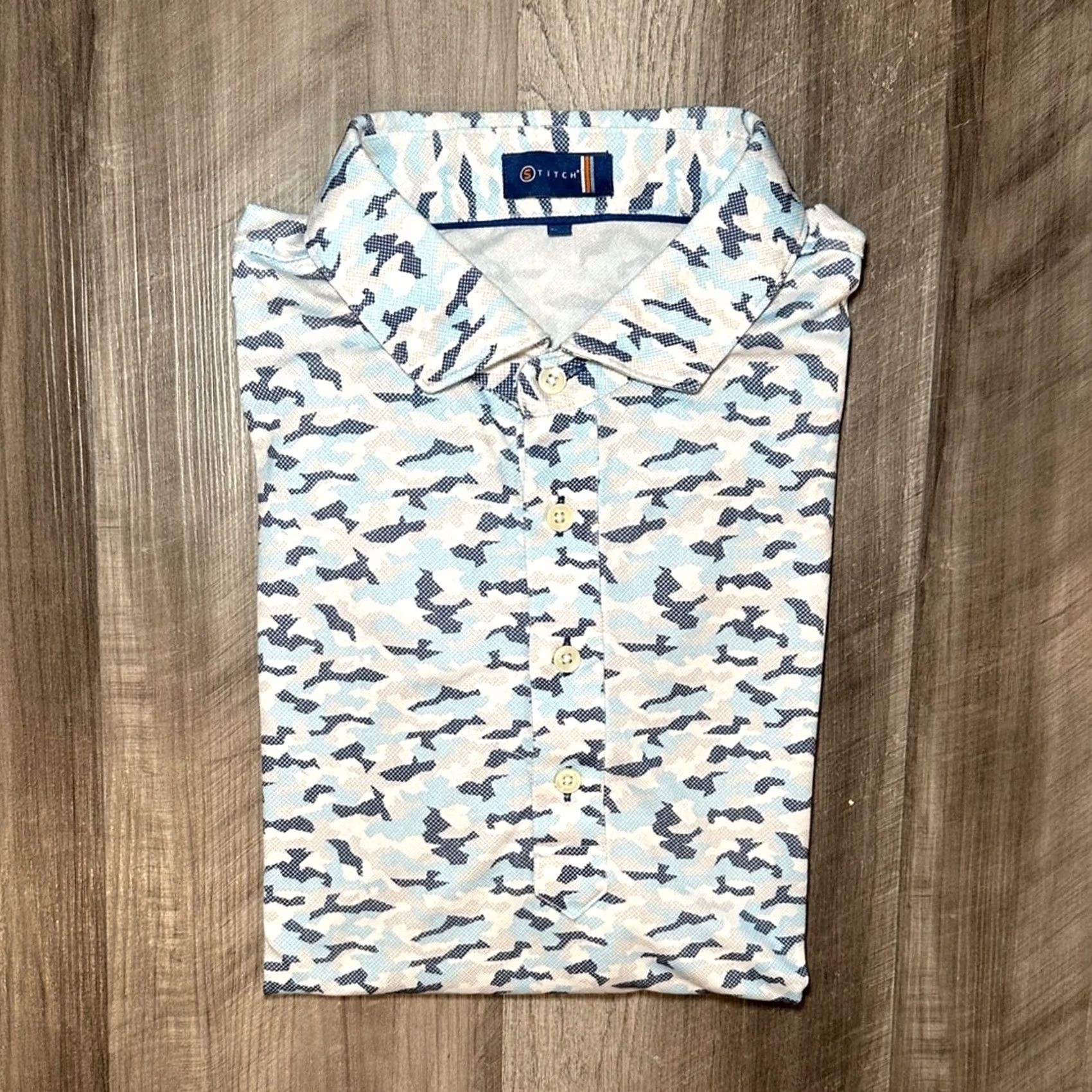 Vintage Stitch Polo Shirt Men L White Camouflage Dallas Athletic Club Medium/Large Size US L / EU 52-54 / 3 - 2 Thumbnail