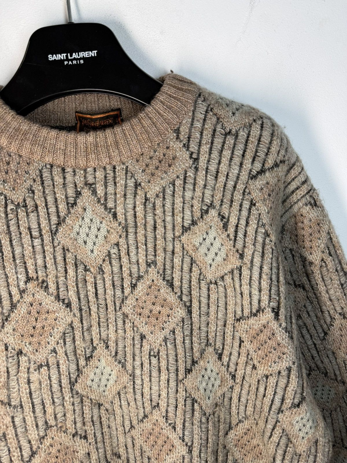 Yves Saint Laurent 90s Wool YSL Sweater Soft Beige Vintage Yves Saint Laurent Size US L / EU 52-54 / 3 - 1 Thumbnail