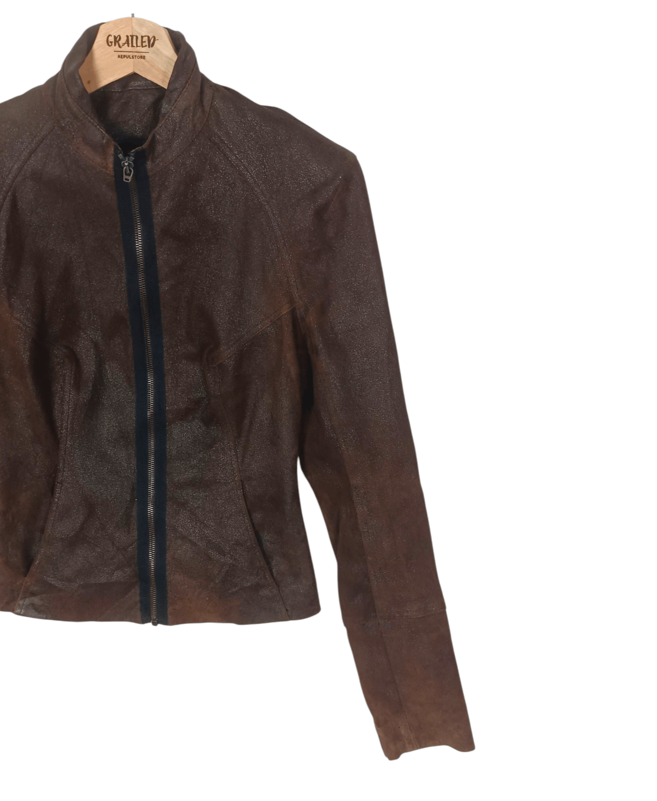 plein sud Plein Sud Rust Brown Leather Zip Up Jacket Size XS / US 0-2 / IT 36-38 - 6 Thumbnail