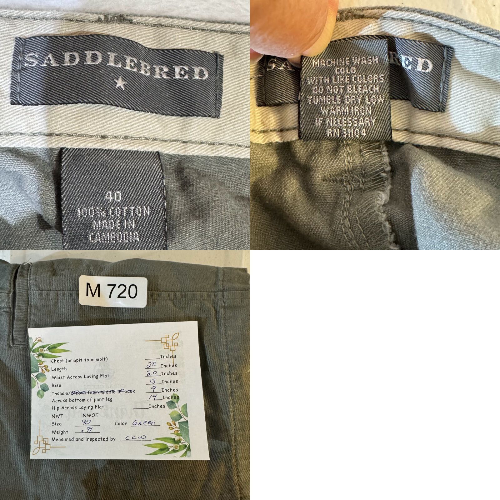 Vintage Saddlebred Shorts Men Green 40 Pleated Cotton Casual Classic Inseam 9 Easy Care Pockets Size US 40 / EU 56 - 8 Thumbnail