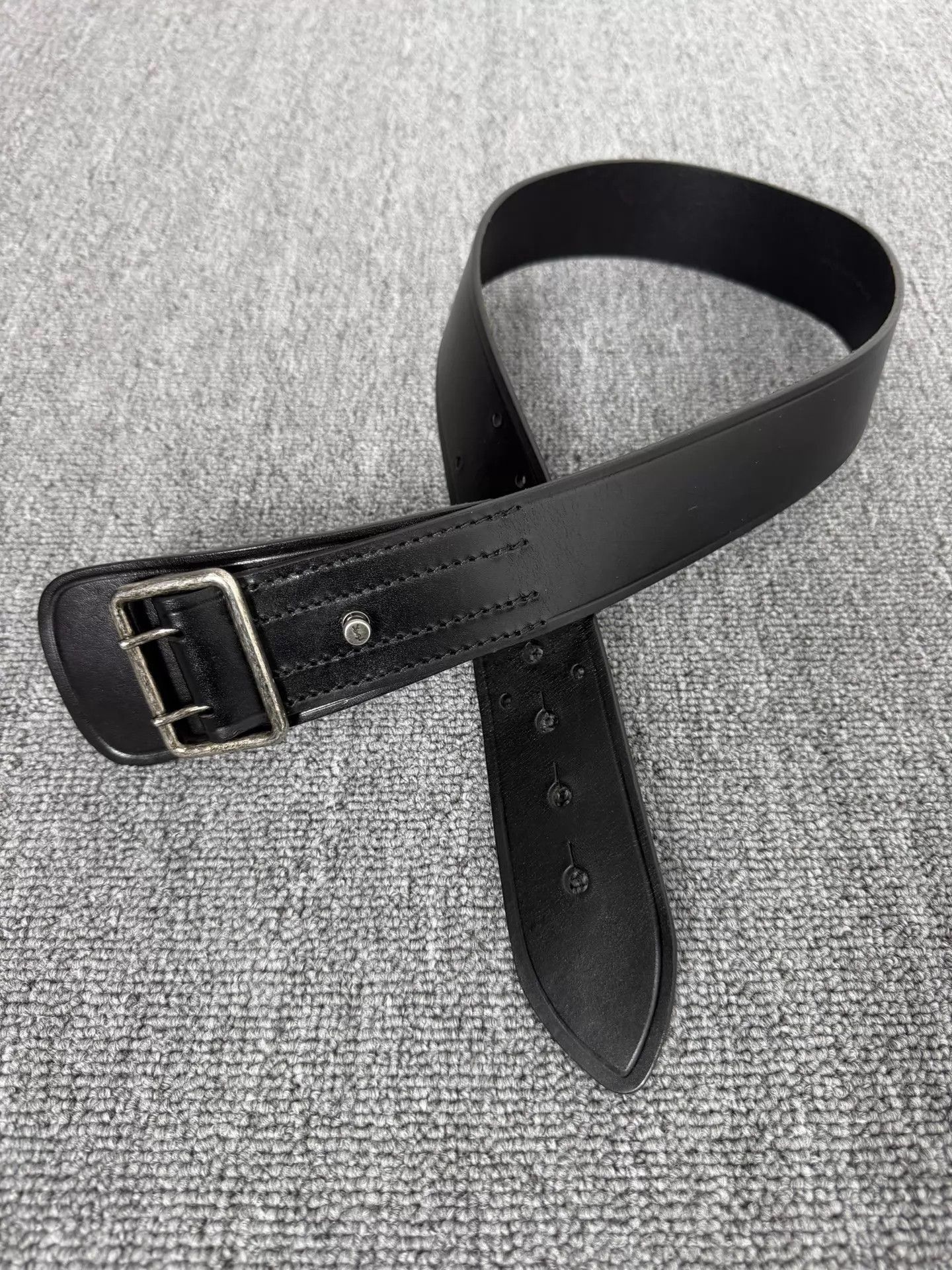 Saint Laurent Paris SLP18ss black distressed double needle square buckle 70 Size ONE SIZE - 1 Thumbnail