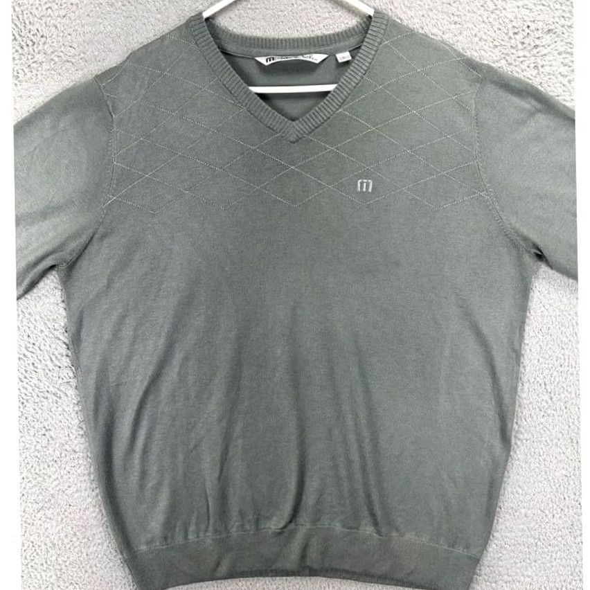 TravisMathew Travis Mathew V-Neck Sweater Pullover Adult XL Mens Gray Nylon Blend Long Sleeve Size US XL / EU 56 / 4 - 2 Thumbnail