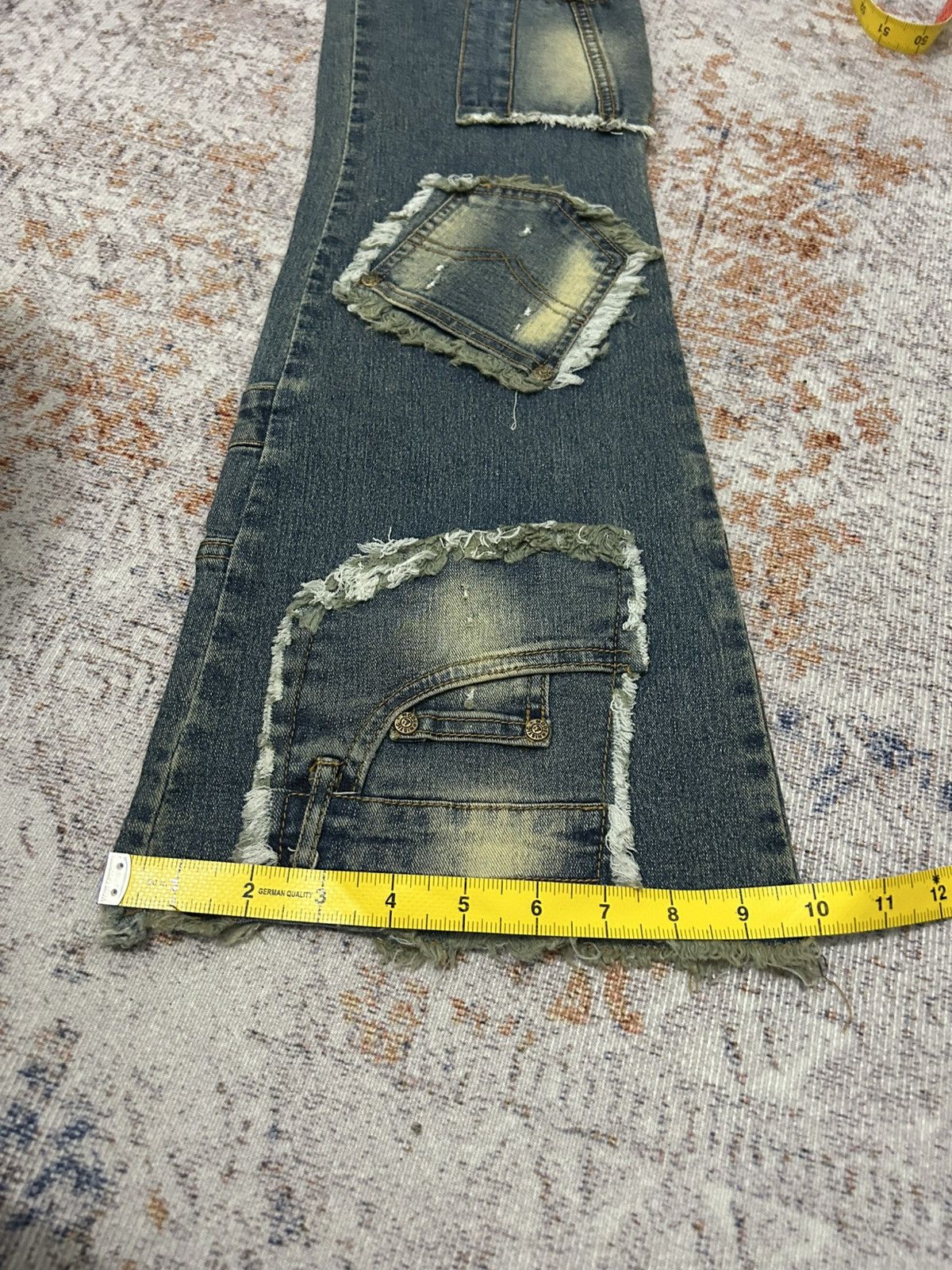 If Six Was Nine Modernistic Acid Wash Multi Pocket Flare Jeans Size US 28 / EU 44 - 21 Thumbnail