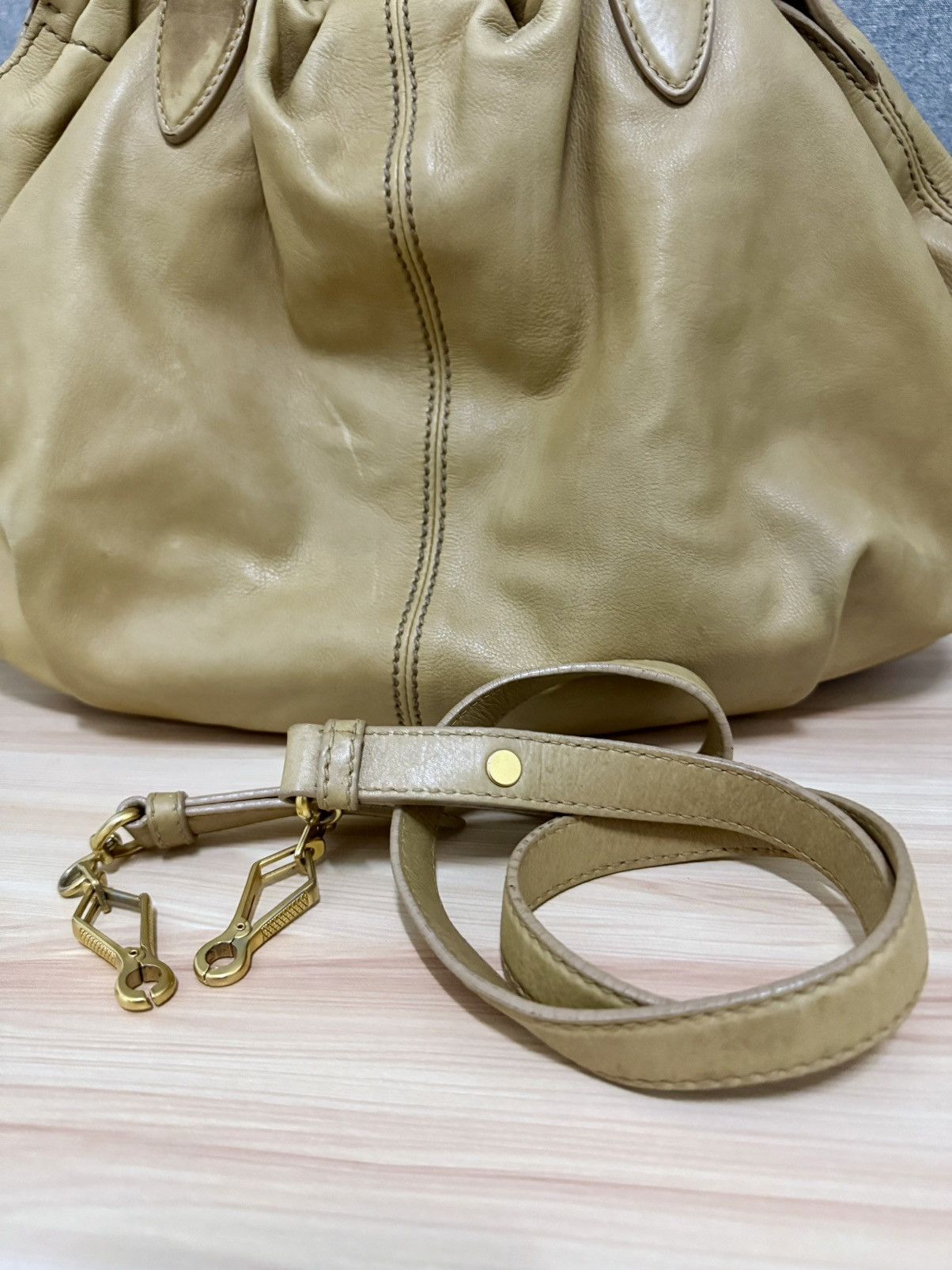 Miu Miu Vintage Miu Miu gathered leather 2-way Shoulder hand bag Size ONE SIZE - 4 Thumbnail