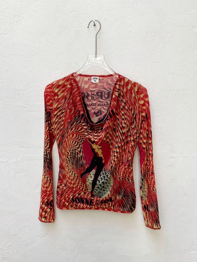 Jean Paul Gaultier 03 SS Red Sparrow Women's Mesh Long Slee
