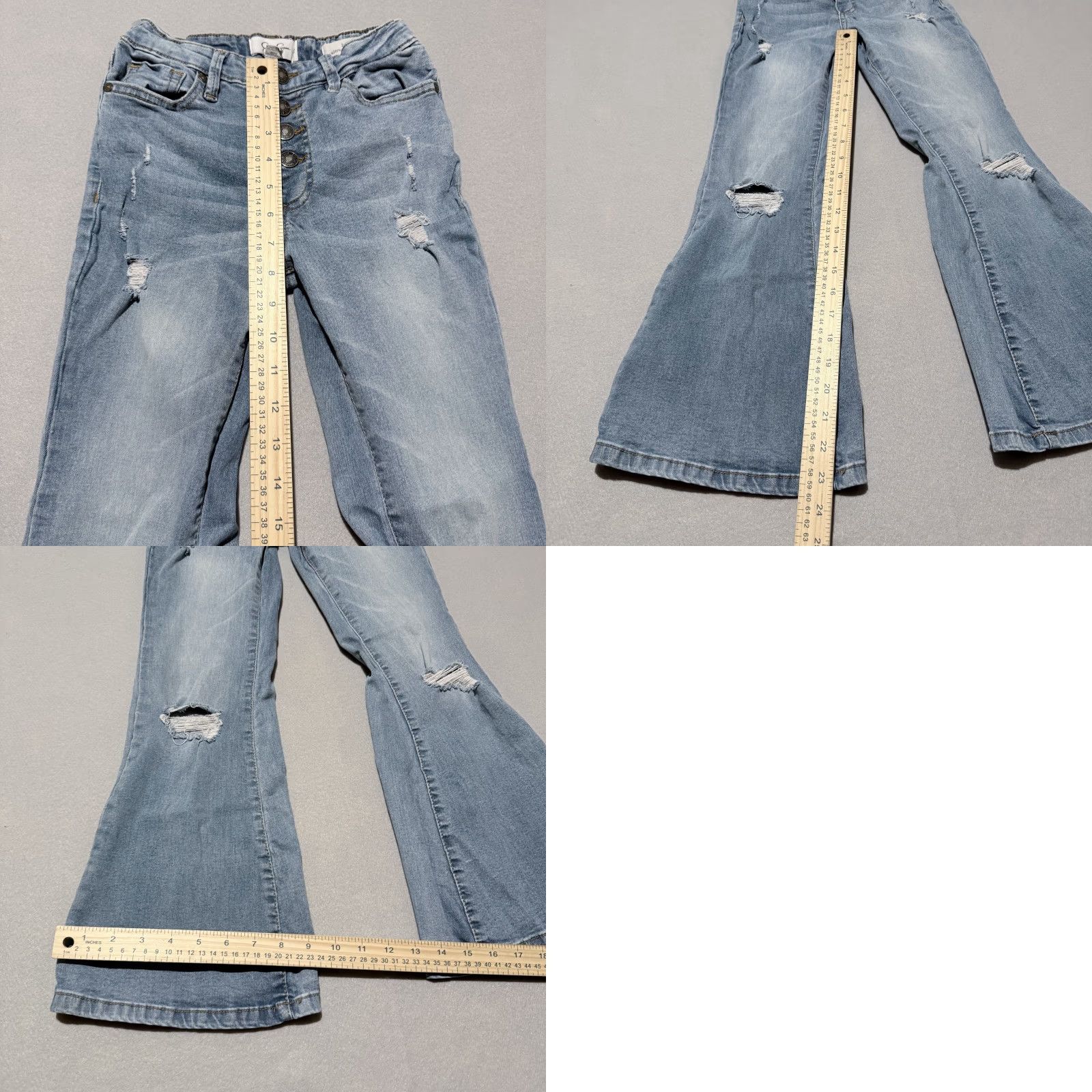 Jessica Simpson Jessica Simpson Lulu Ultra Flare Jeans Women's Light-Wash Denim Distressed - 10 Denim Blue Women Flared Jeans 10 Size 32" / US 10 / IT 46 - 9 Thumbnail