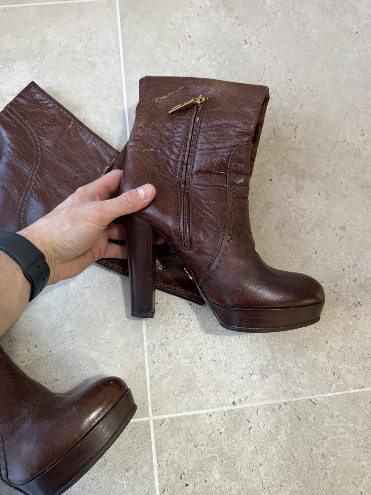 Prada Prada Leather Boots Brown Size US 8 / IT 38 - 5 Thumbnail