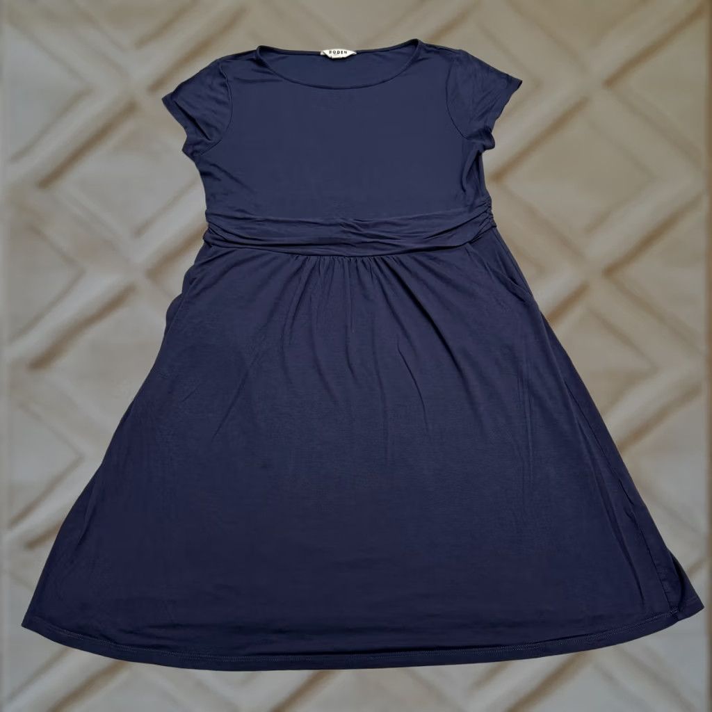 Boden Boden Dress Womens 12 Petite A-Line Fit & Flare Knee Length Navy Blue Short Sleeve Stretch Knit Size XL / US 12-14 / IT 48-50 - 1 Thumbnail