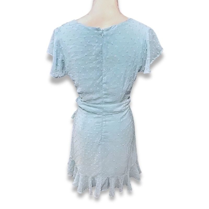 Other Chelsea 28 Faux Wrap Mini Dress Flutter Sleeves Blue S NWOT Size S / US 4 / IT 40 - 6 Thumbnail