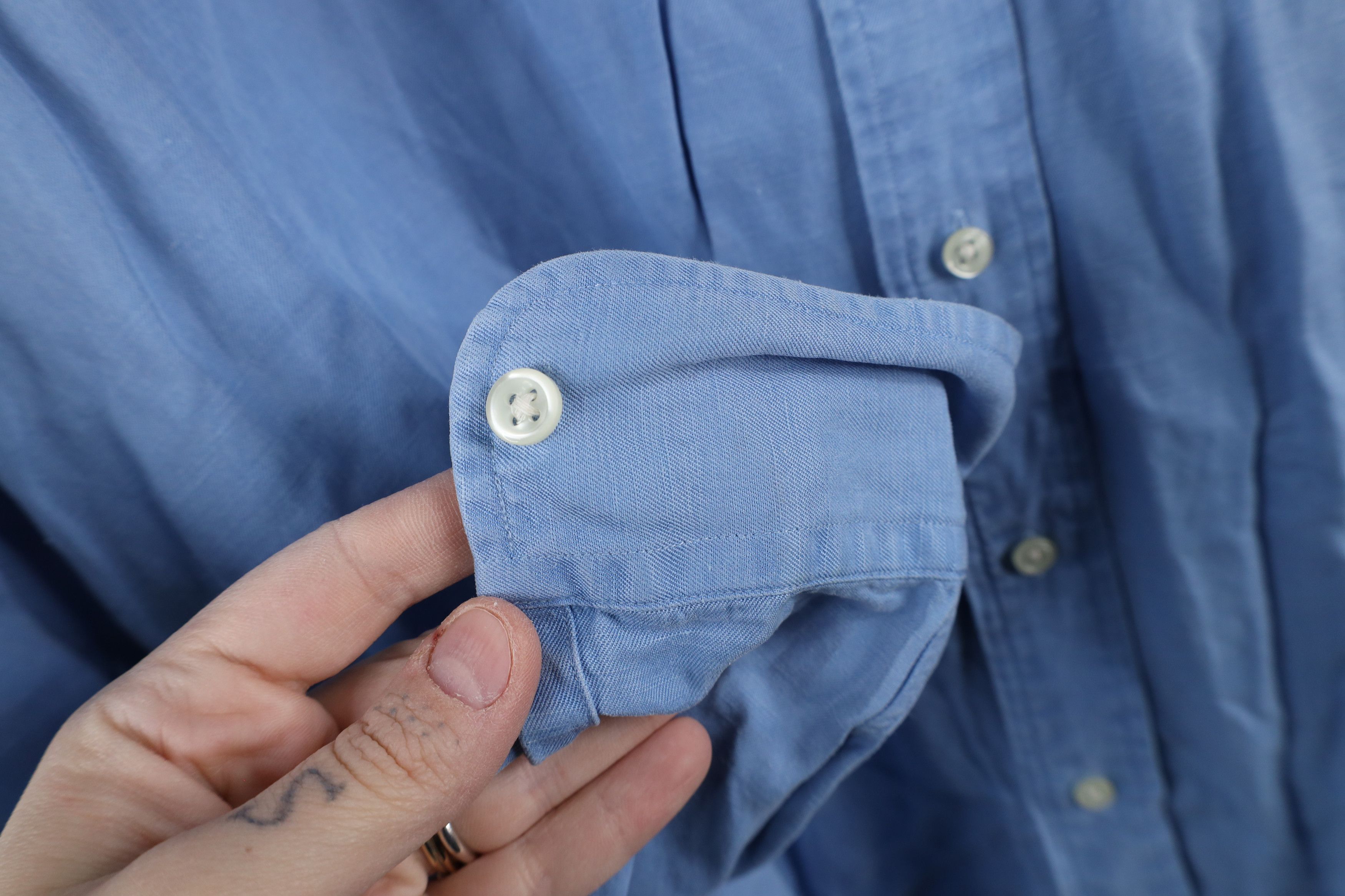 Polo Ralph Lauren Vintage 90s Ralph Lauren Silk Linen Button Down Shirt Blue Size US L / EU 52-54 / 3 - 8 Thumbnail