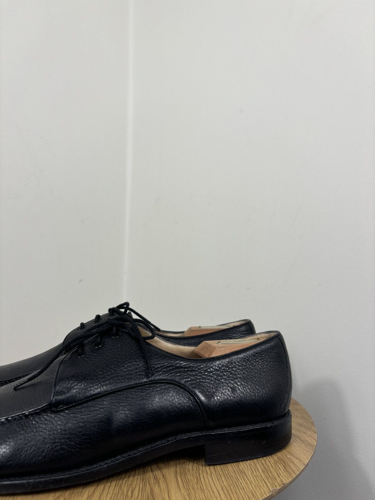 Gravati Gravati Vintage Black Leather Split-Toe Lace-Up Dress Shoes Size US 11.5 / EU 44-45 - 12 Thumbnail