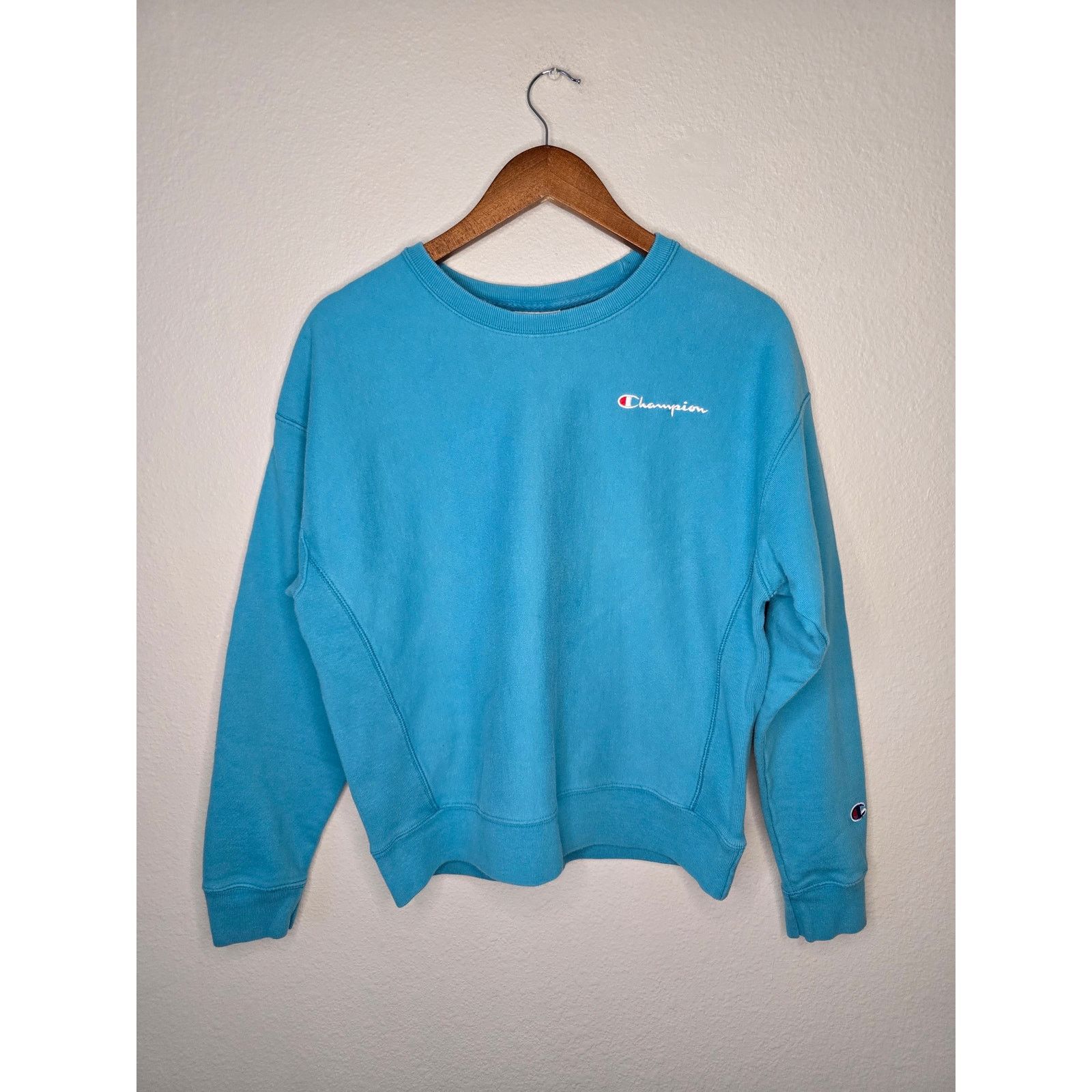 Champion Vintage Women Champion Reverse Weave Pullover Large Teal Size M / US 6-8 / IT 42-44 - 1 Thumbnail