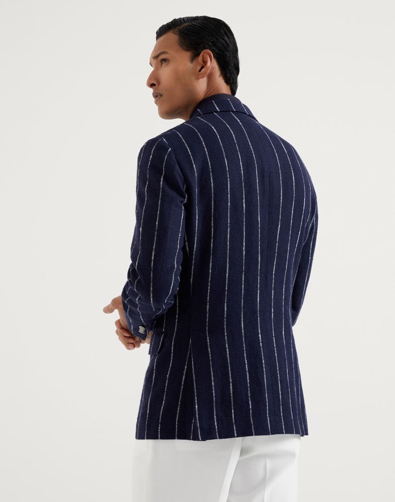 Brunello Cucinelli o1w1db10825 Suit-Type Jacket in Blue/White Size US L / EU 52-54 / 3 - 4 Thumbnail