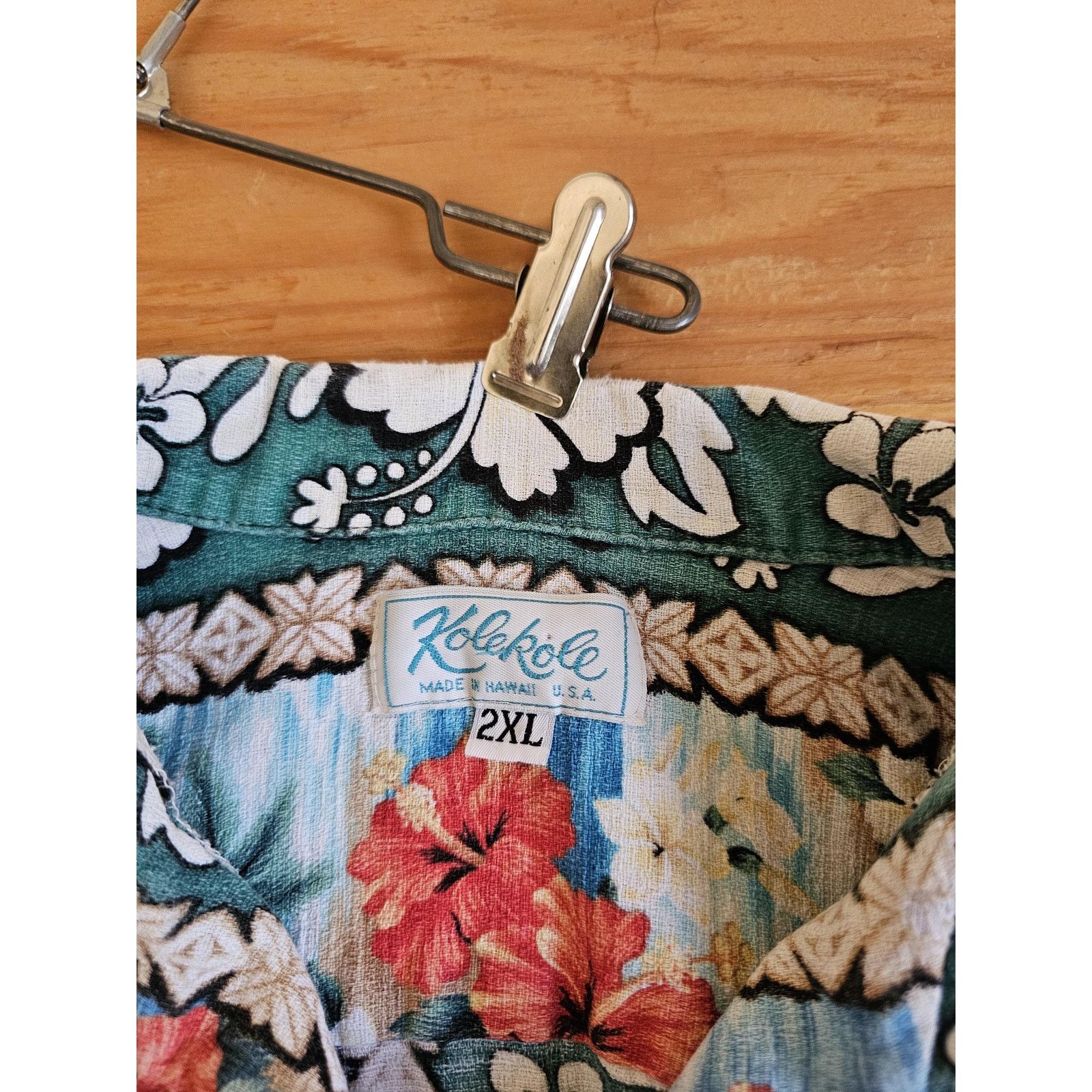 Other Kole Kole Hawaiian Barkcloth Floral Green Shirt 2XL? 1970s Size US XXL / EU 58 / 5 - 3 Thumbnail