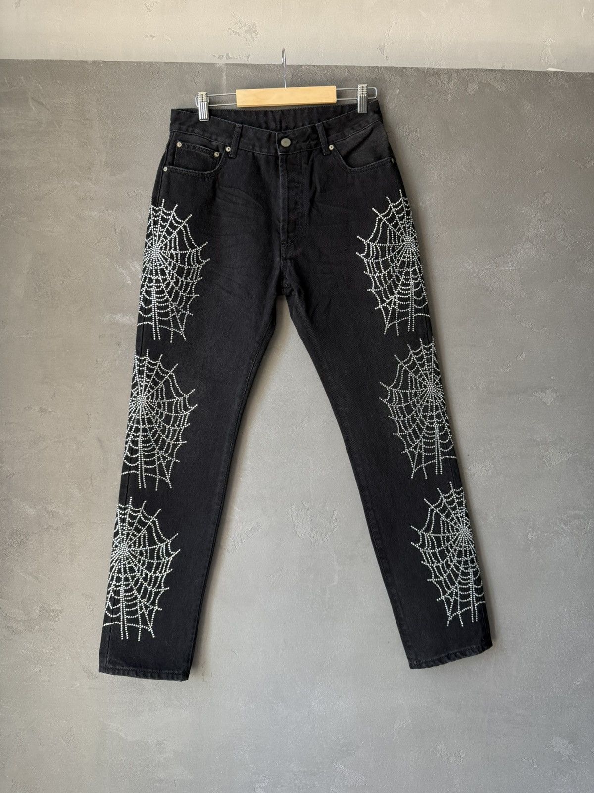 Palm Angels Palm Angels Crystal Web Denim Jeans Size US 30 / EU 46 - 1 Thumbnail