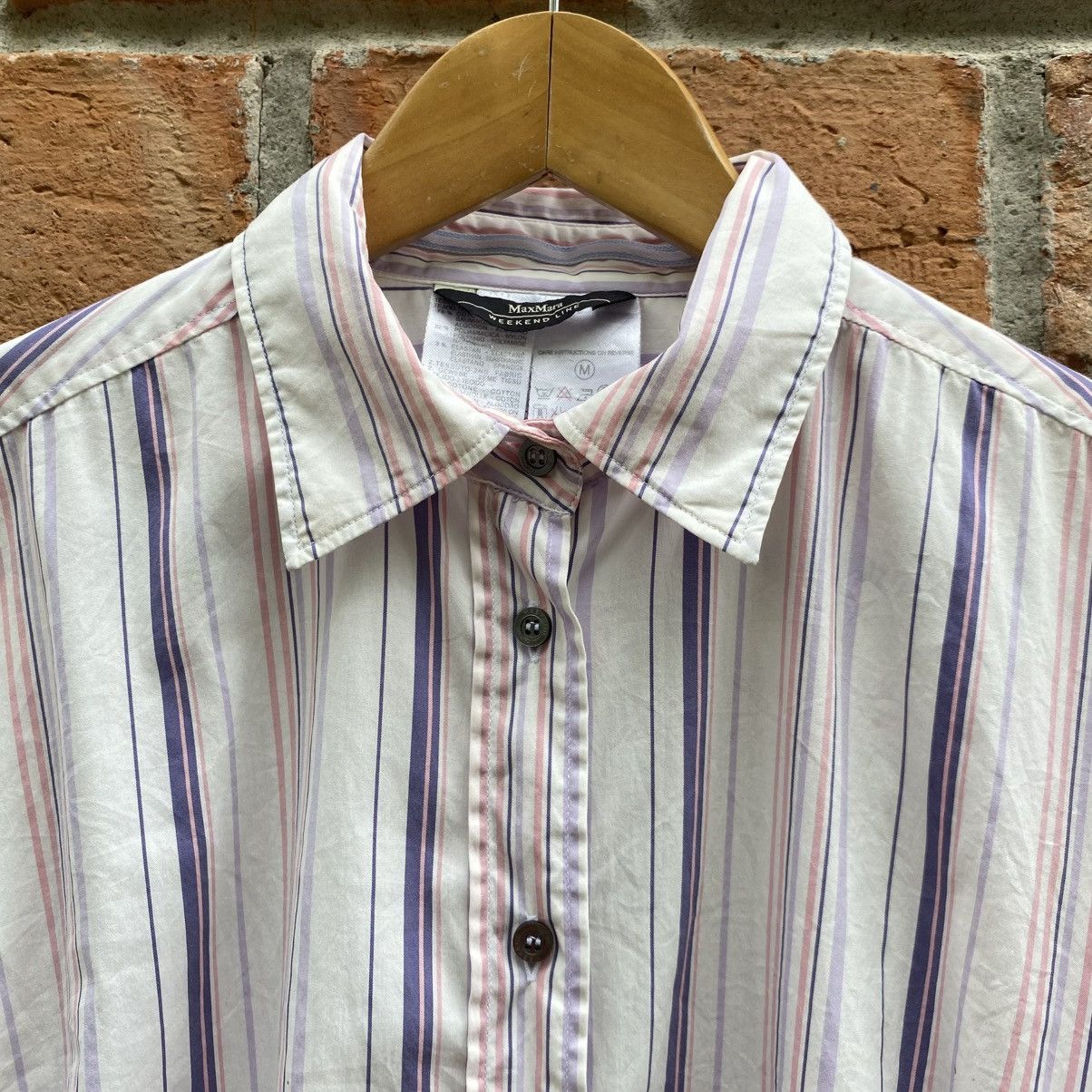 Max Mara Max Mara White Striped Long Sleeve Button-Up Shirt Size M / US 6-8 / IT 42-44 - 6 Thumbnail