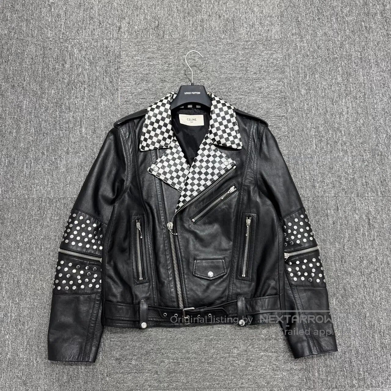 Celine celine checkered studded leather motorcycle jacket. Size US L / EU 52-54 / 3 - 1 Thumbnail