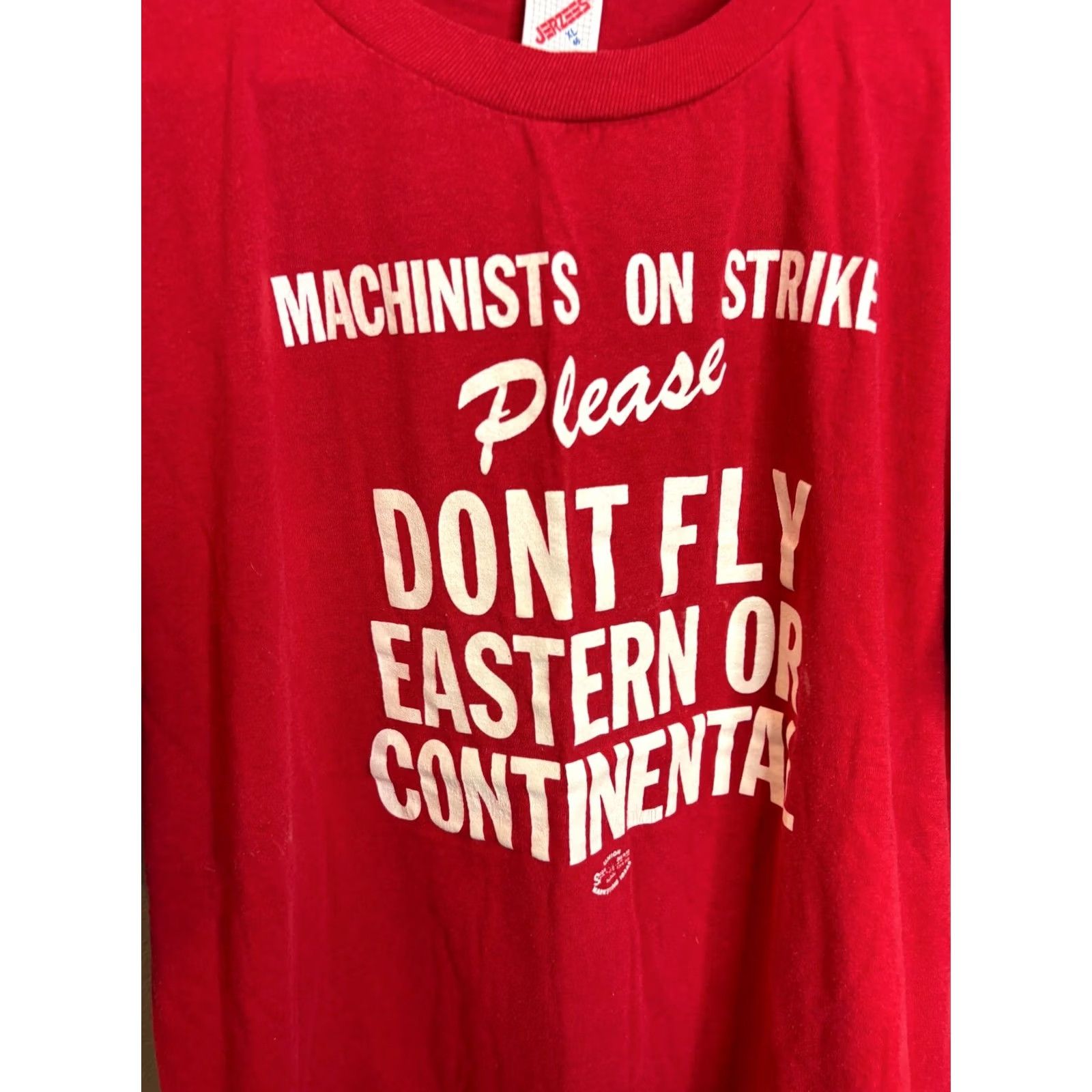 Jerzees VINTAGE 80's Union Strike Don't Fly T-Shirt Red Mens XL Jersey? Size US XL / EU 56 / 4 - 2 Thumbnail