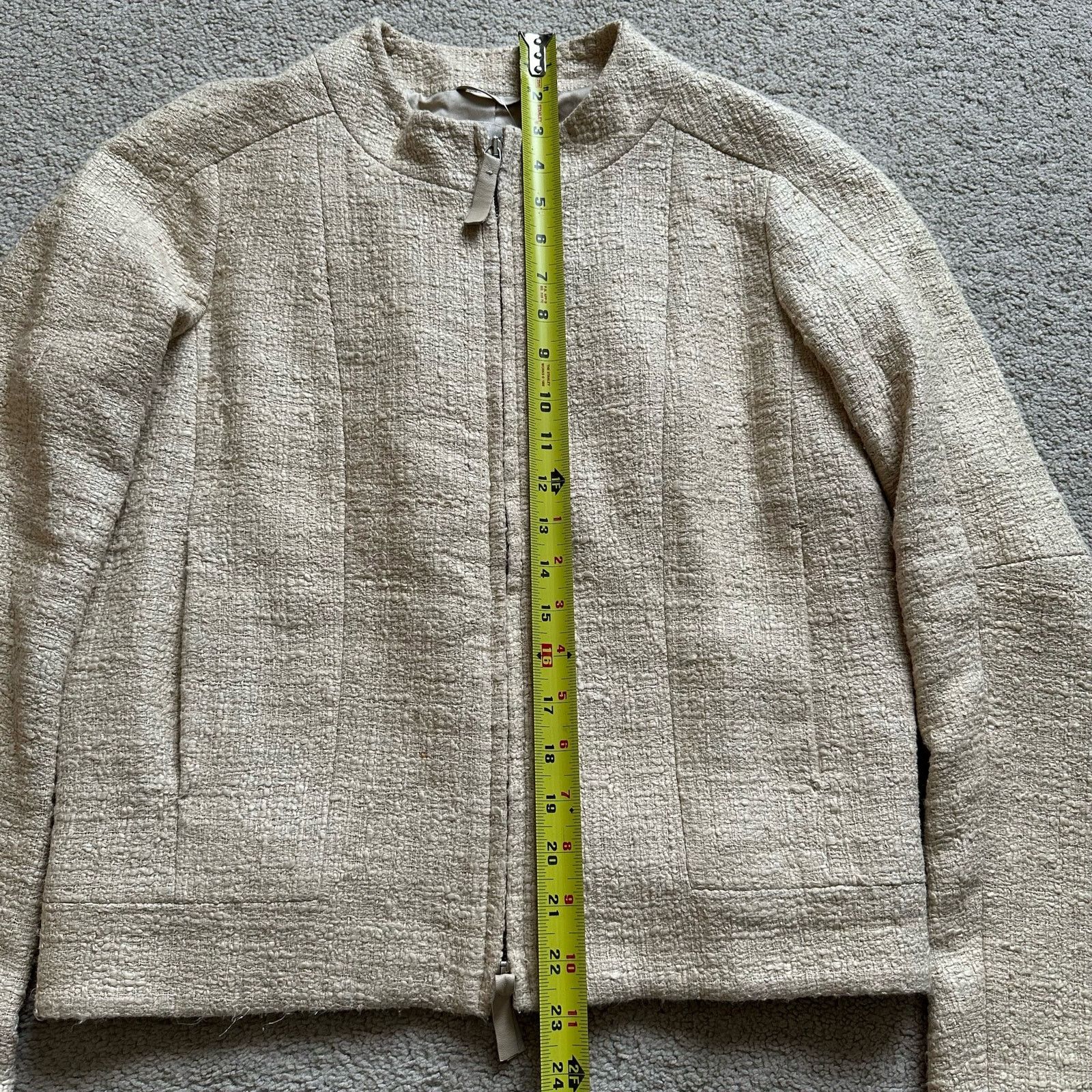 Other Reed Krakoff Tweed Collarless Jacket in Creme Beige | LArge Size L / US 10 / IT 46 - 7 Thumbnail