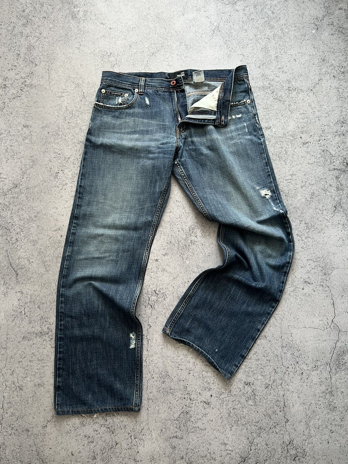 Moschino Vintage Love Moschino Jeans Distressed Denim Pants 00s Size US 38 / EU 54 - 2 Thumbnail