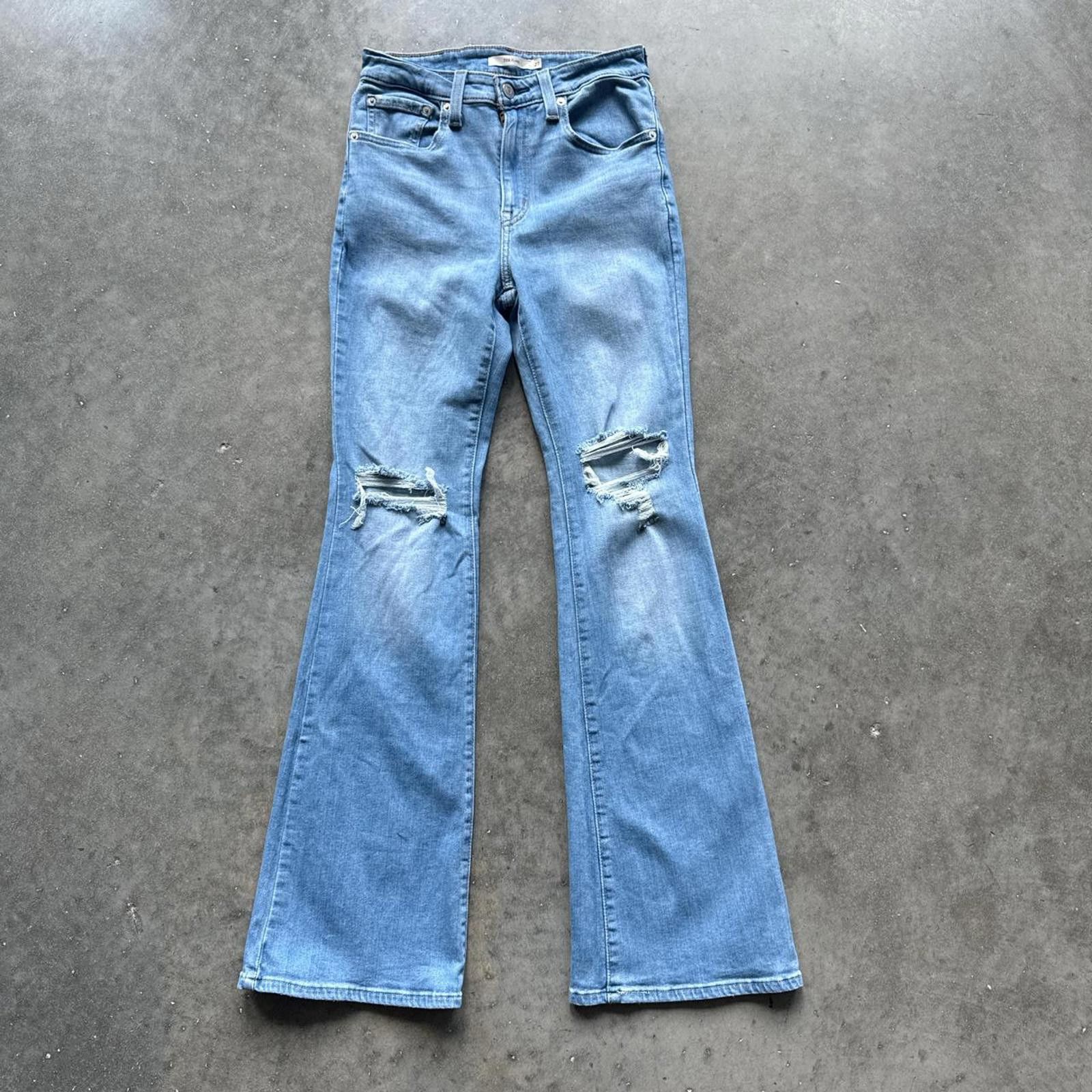 Levi's Distressed Levis Flare Blue Jeans With Ripped Details Size 27" / US 4 / IT 40 - 1 Thumbnail