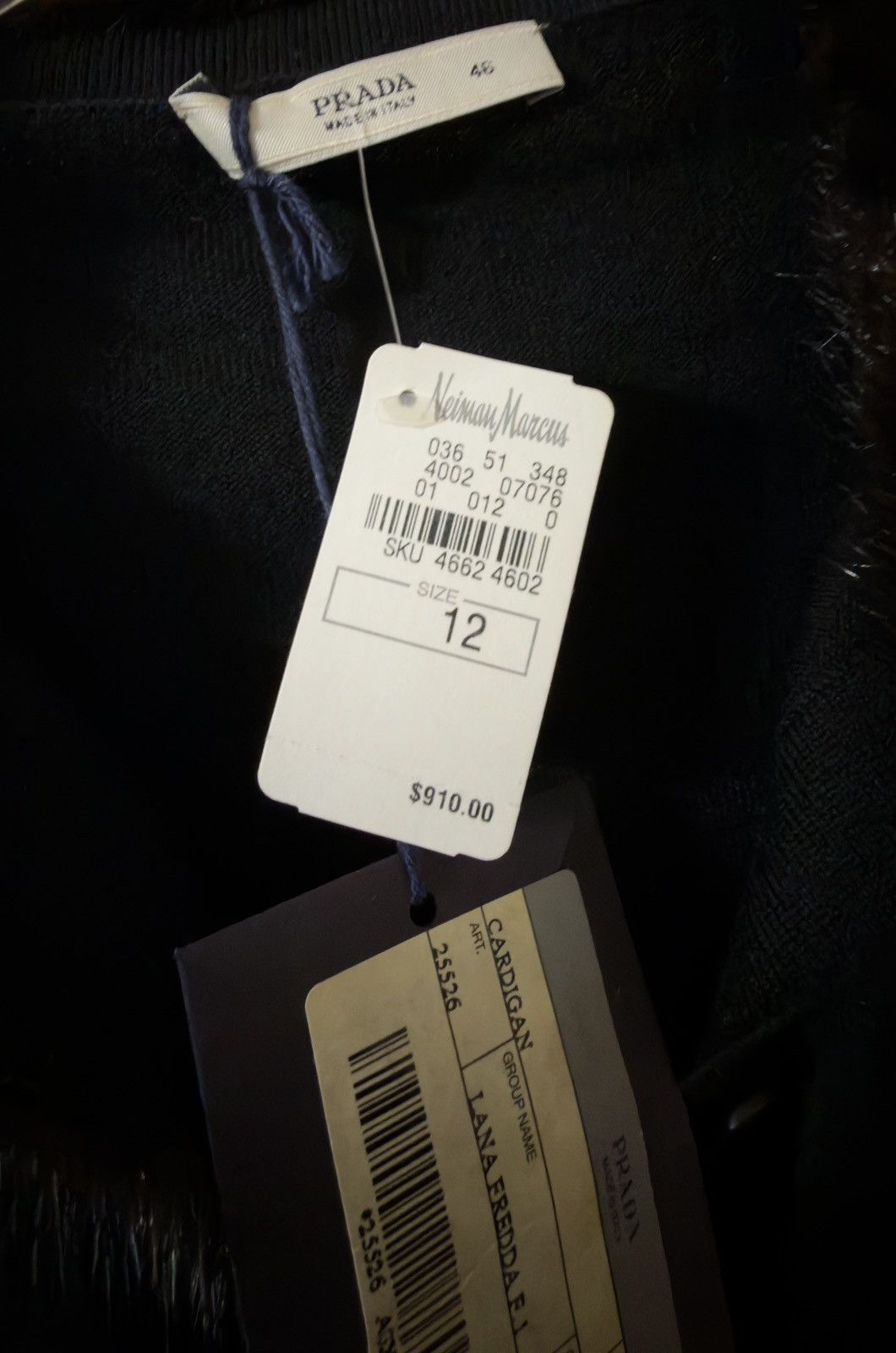 Prada Prada 2013 Black Cardigan with Mink Fur Trim – Size IT 46 Size L / US 10 / IT 46 - 8 Thumbnail