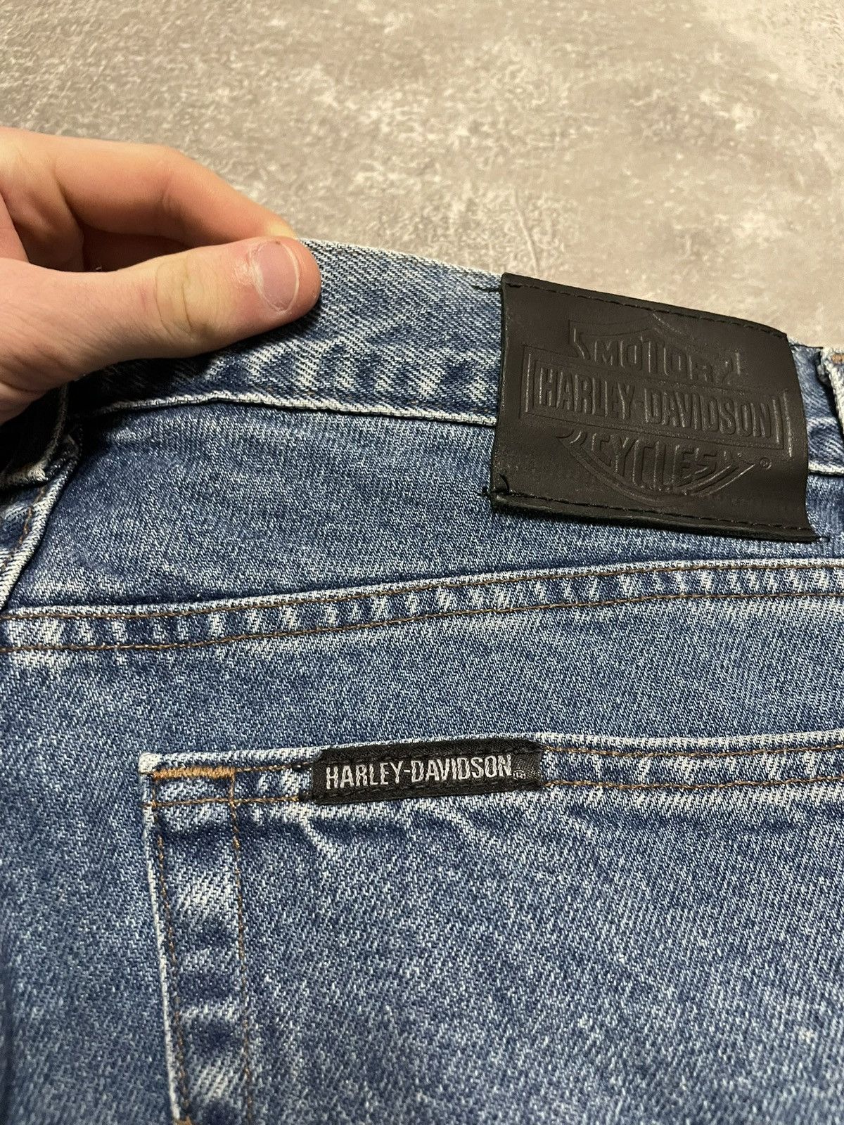 Harley Davidson × Vintage Vintage Harley Davidson Buggy Blue Denim Jeans Y2K 34/30 Size US 34 / EU 50 - 21 Thumbnail